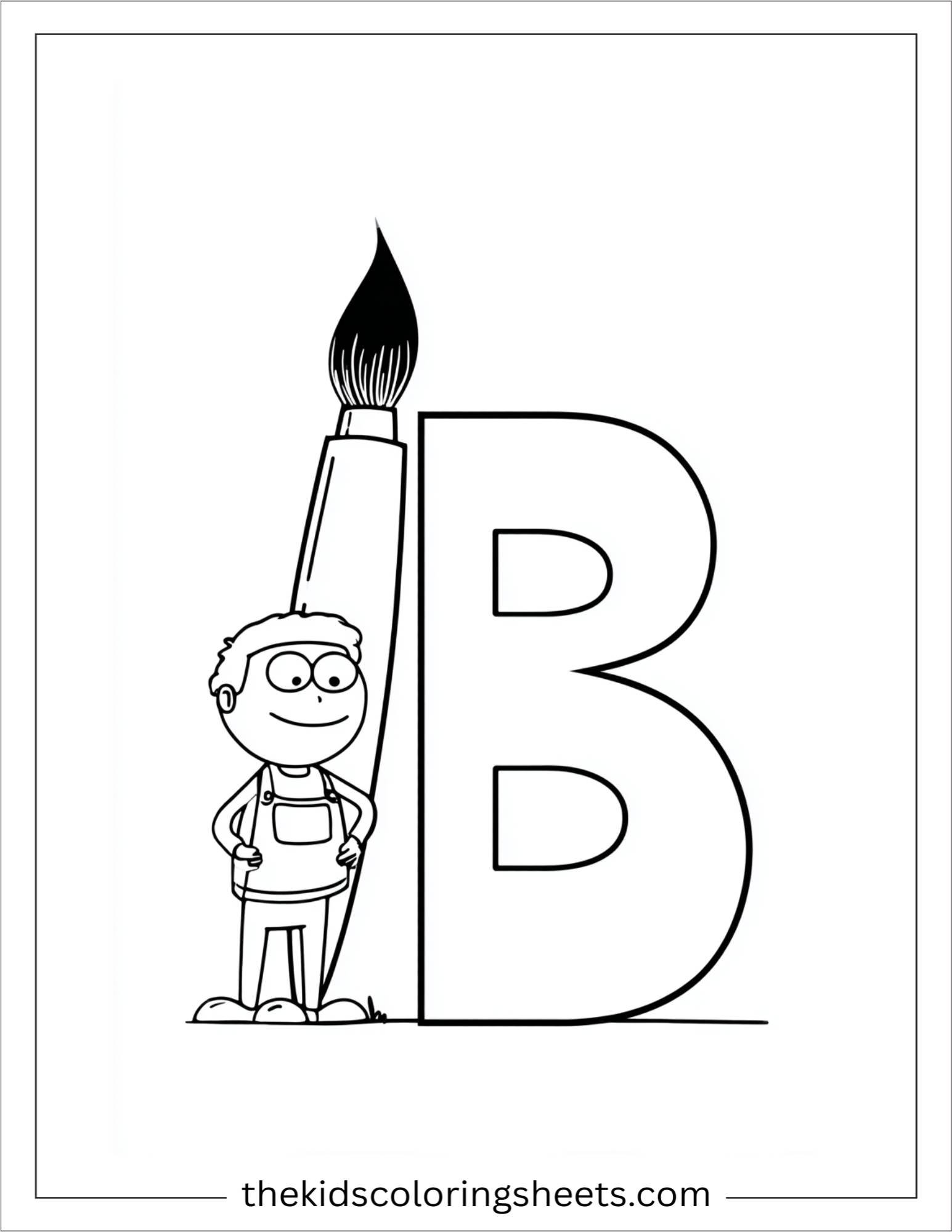 alphabet B brush coloring page