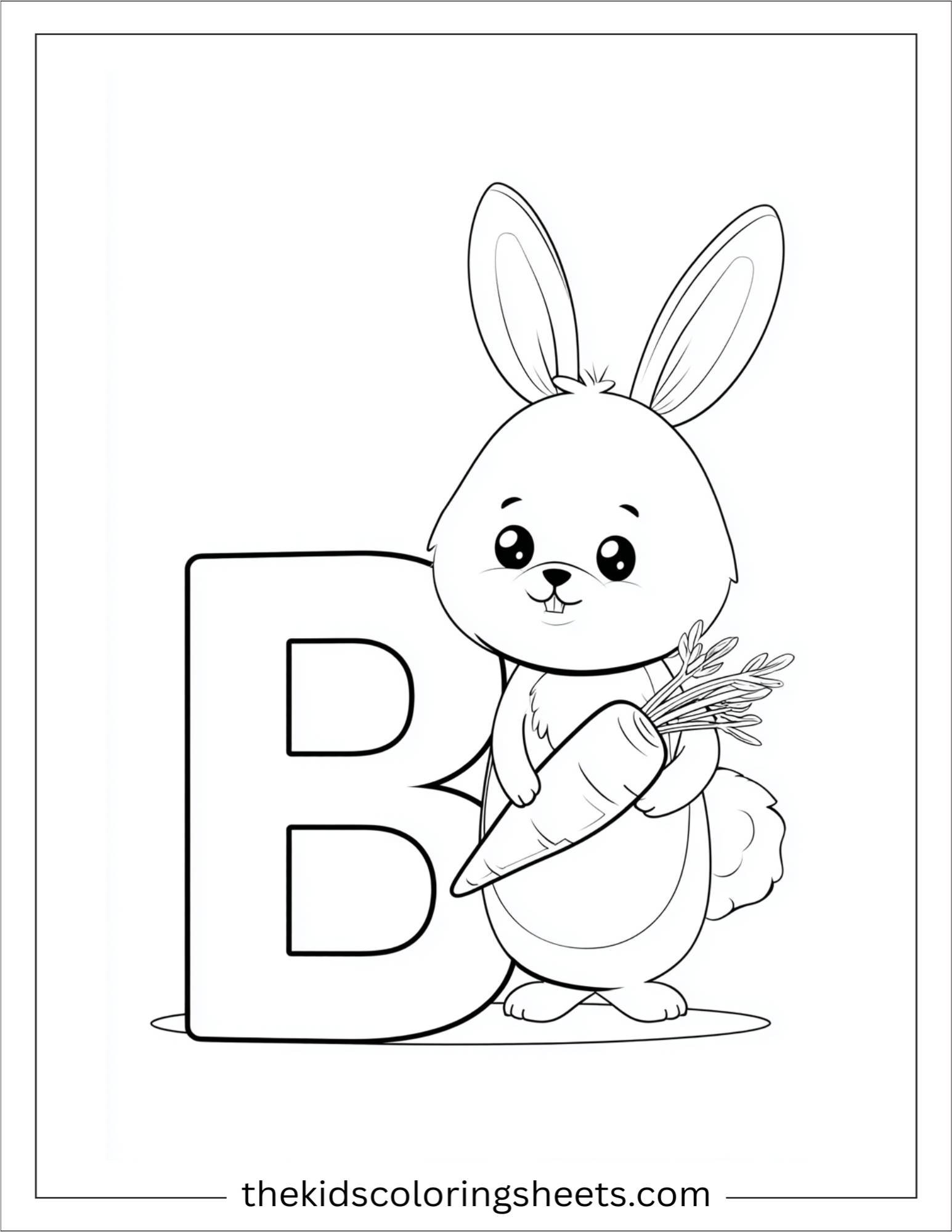 alphabet B bunny coloring page