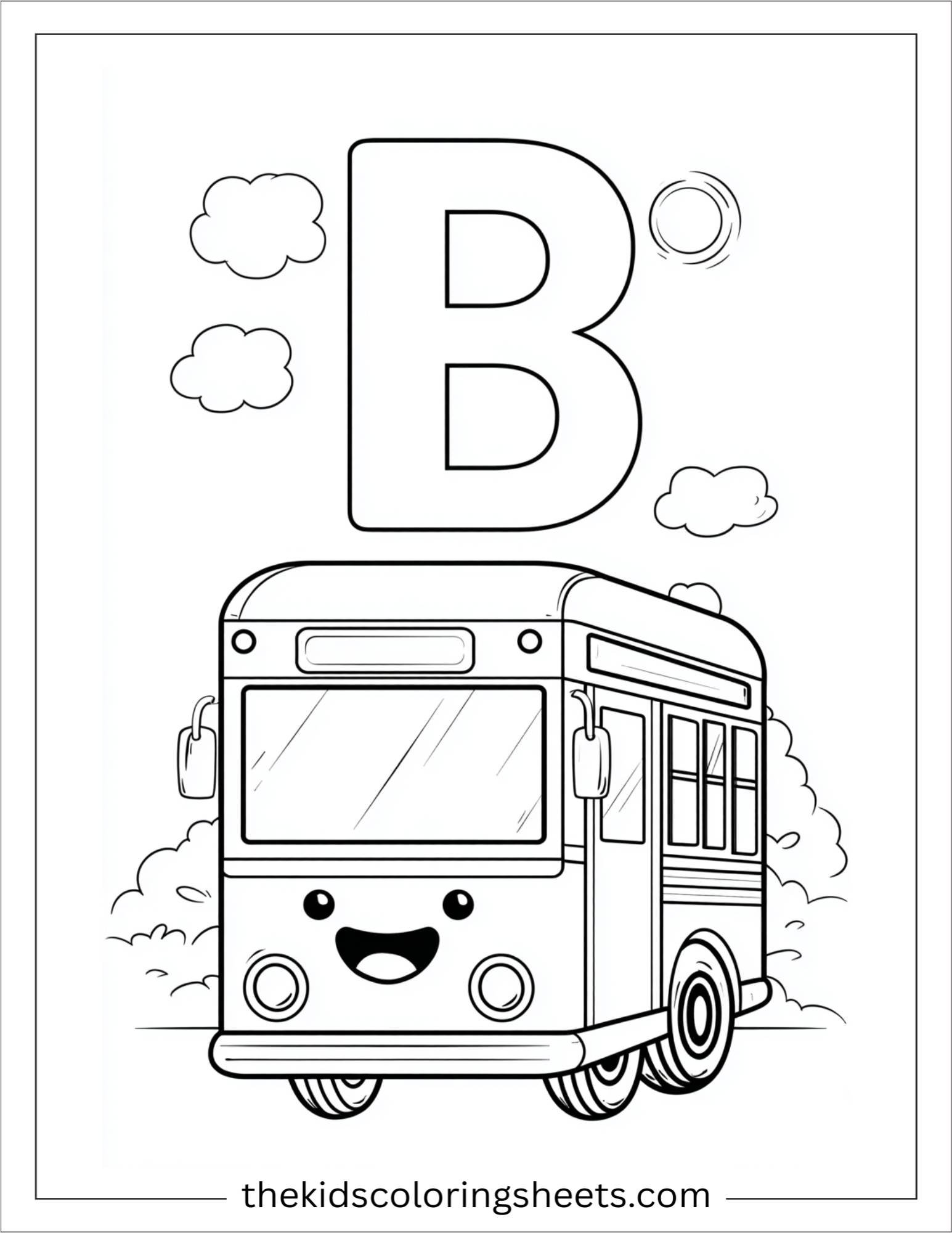 alphabet B bus coloring page