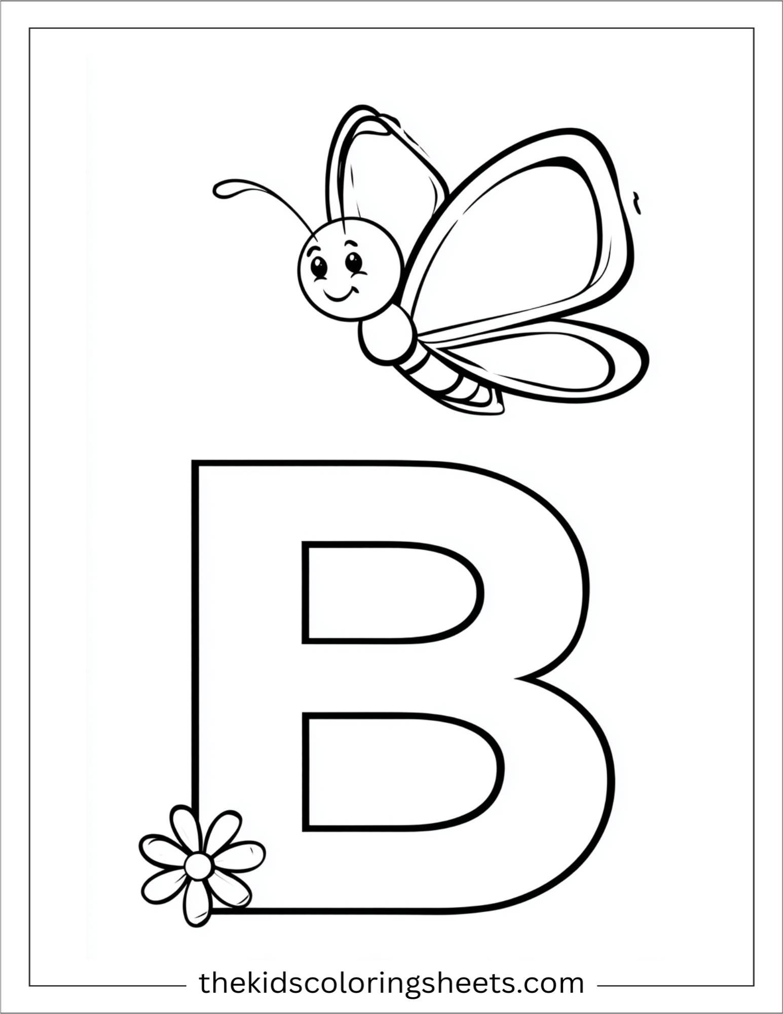 alphabet B butterfly coloring page