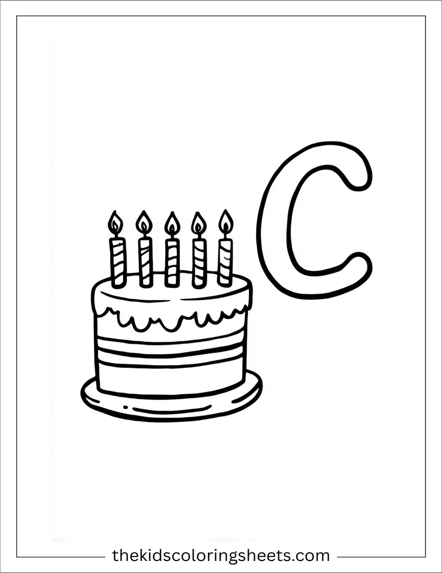 alphabet C cake coloring page