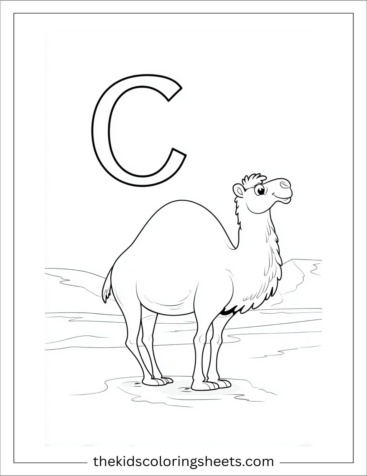 alphabet C camel coloring page