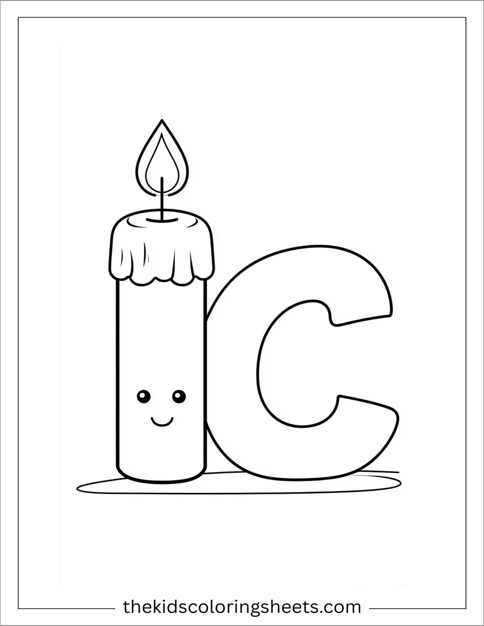 alphabet C candle coloring page