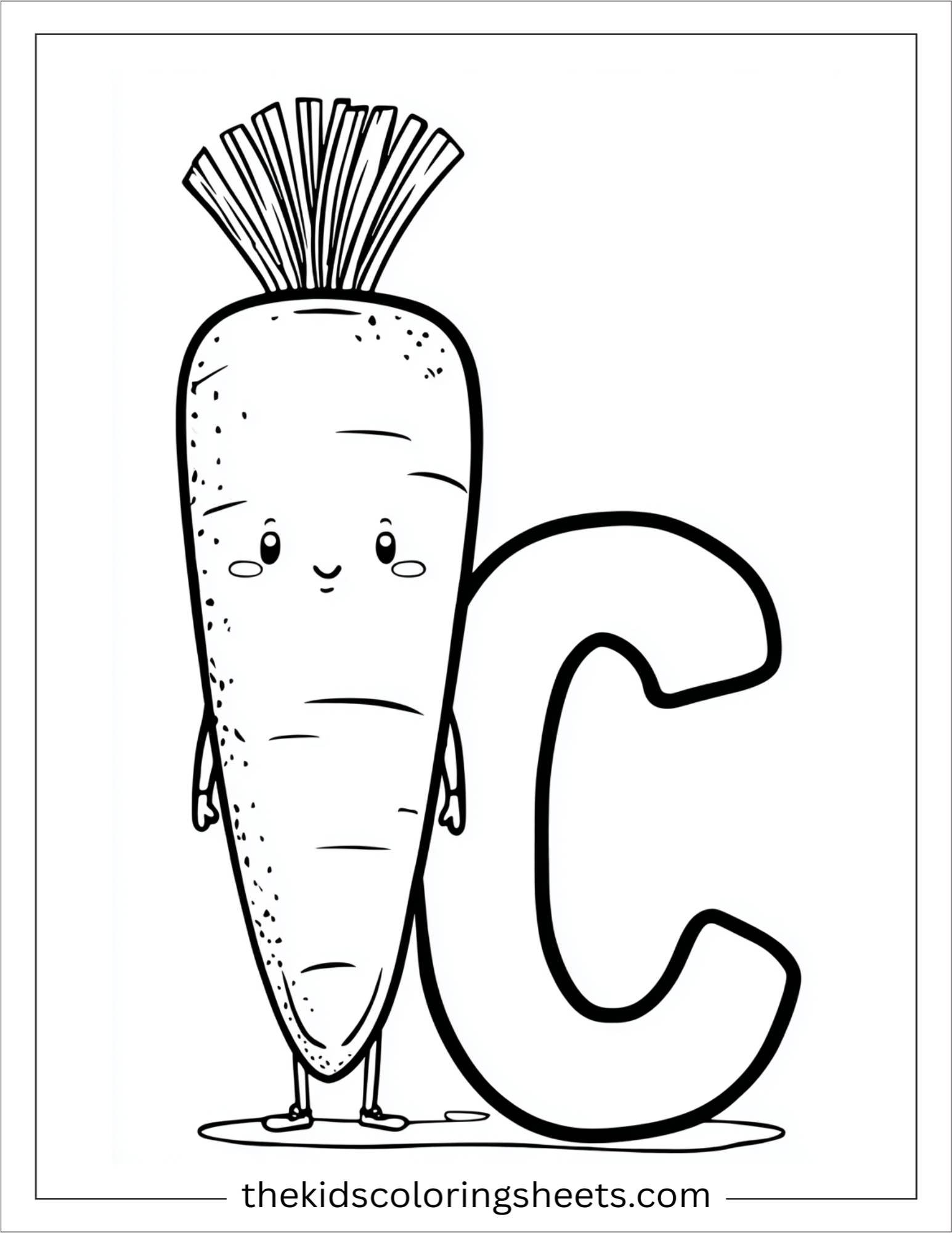 alphabet C carrot coloring page