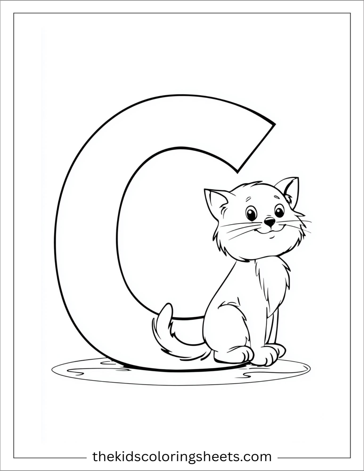 alphabet C cat coloring page