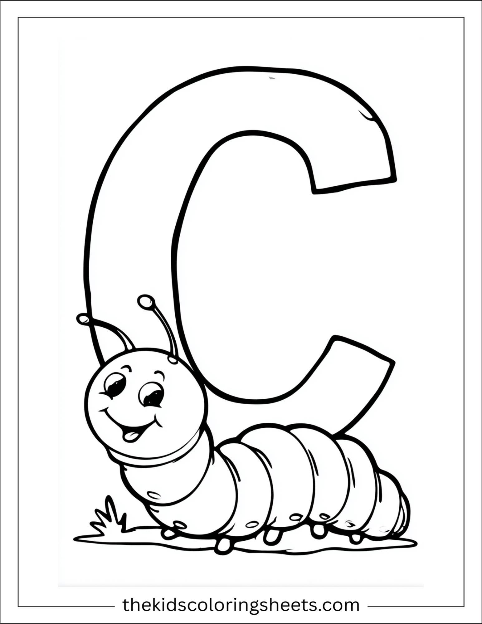 alphabet C caterpillar coloring page