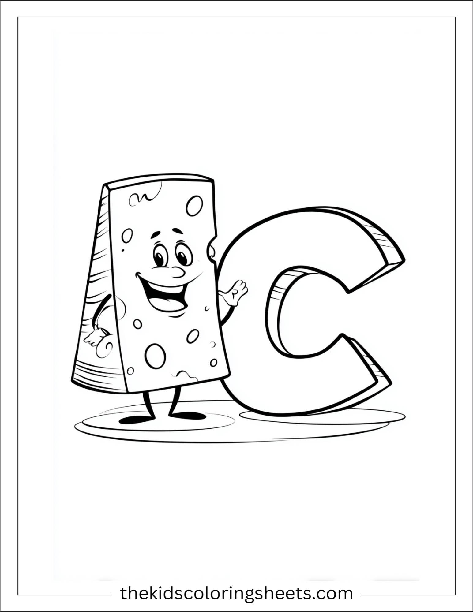 alphabet C cheese coloring page