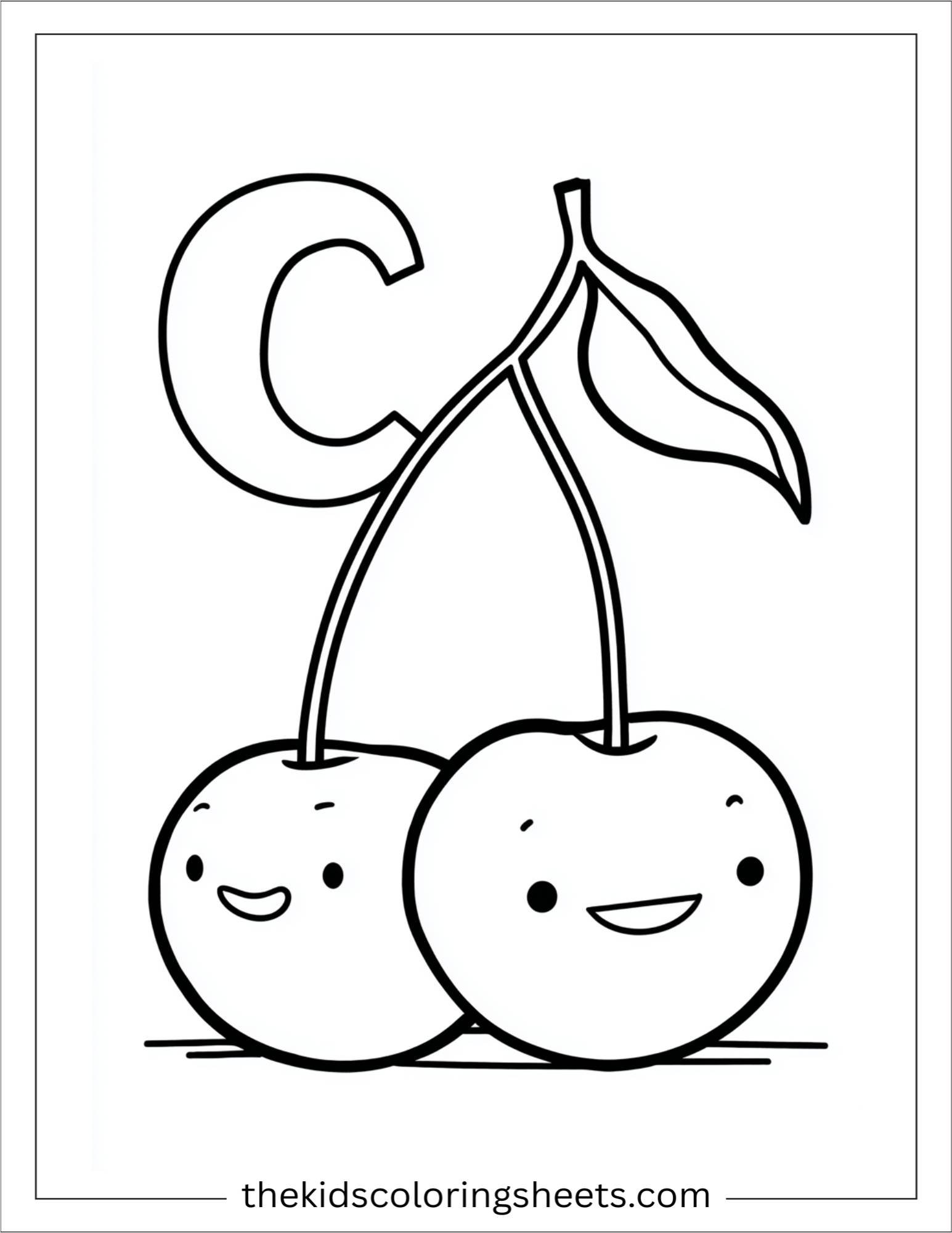 alphabet C cherry coloring page