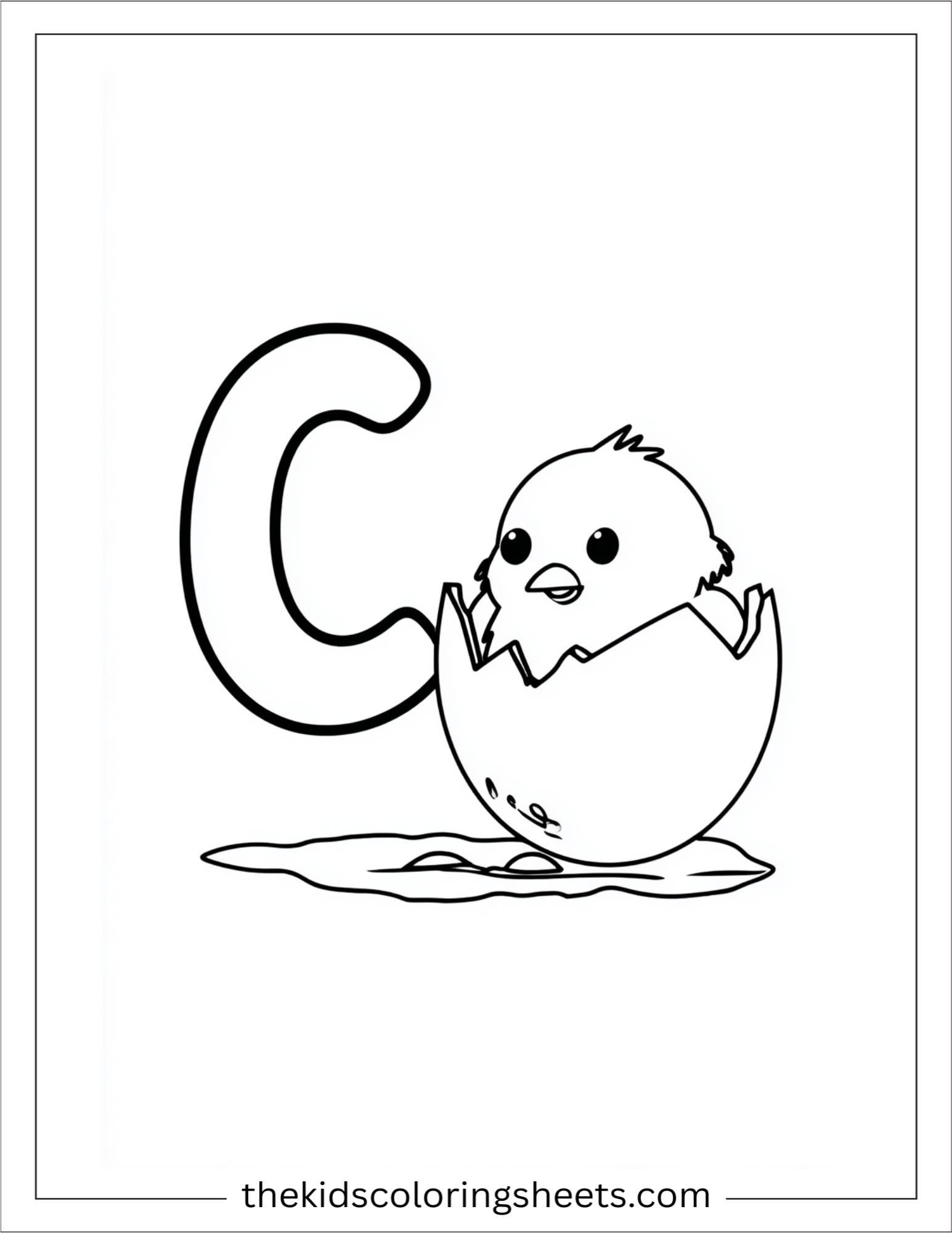alphabet C chick coloring page