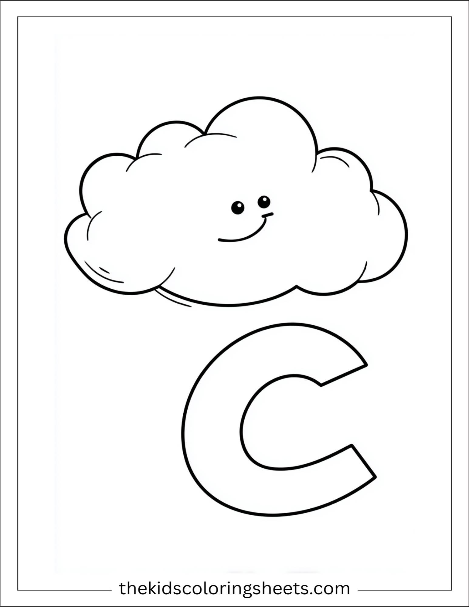 alphabet C cloud coloring page