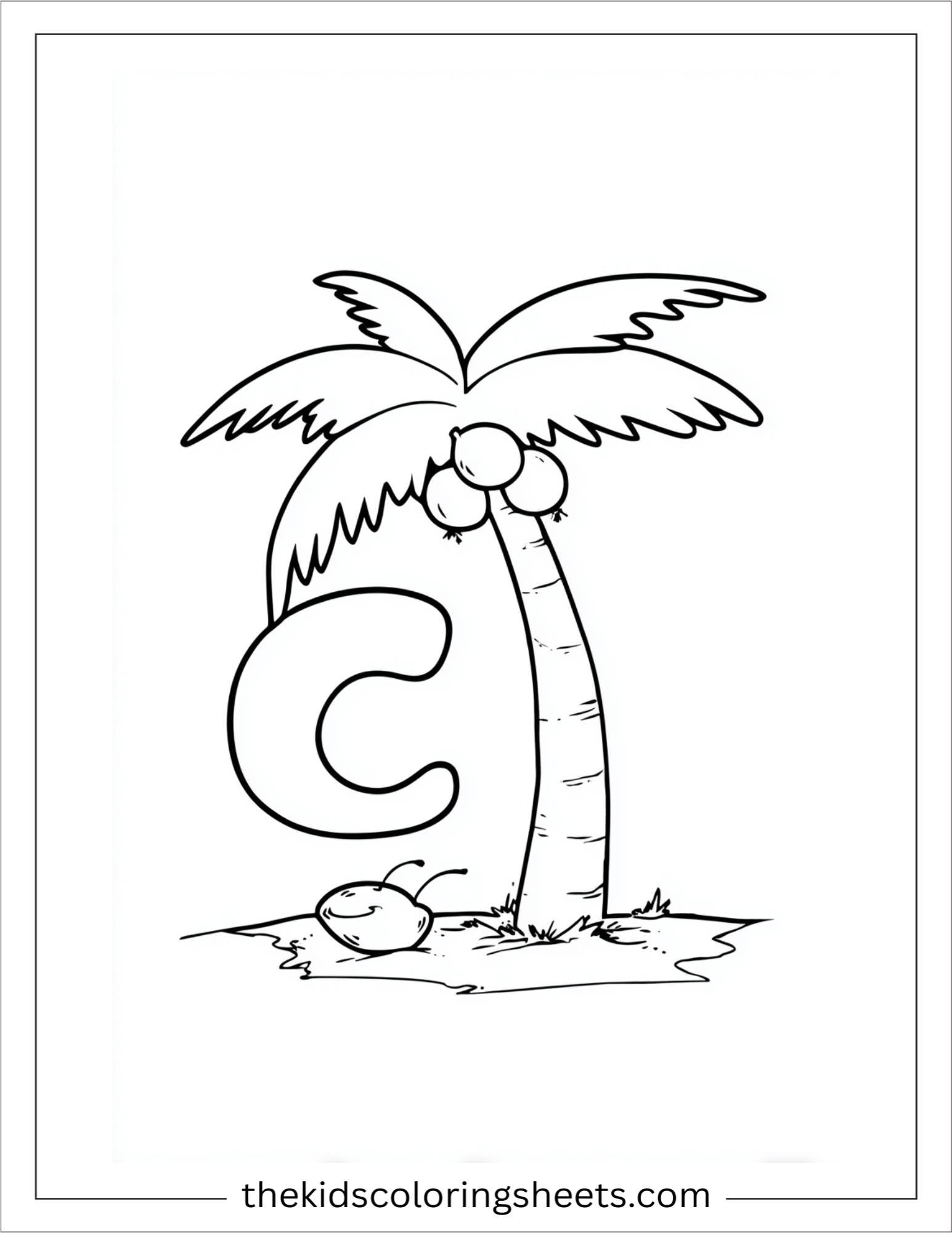 alphabet C coconut coloring page