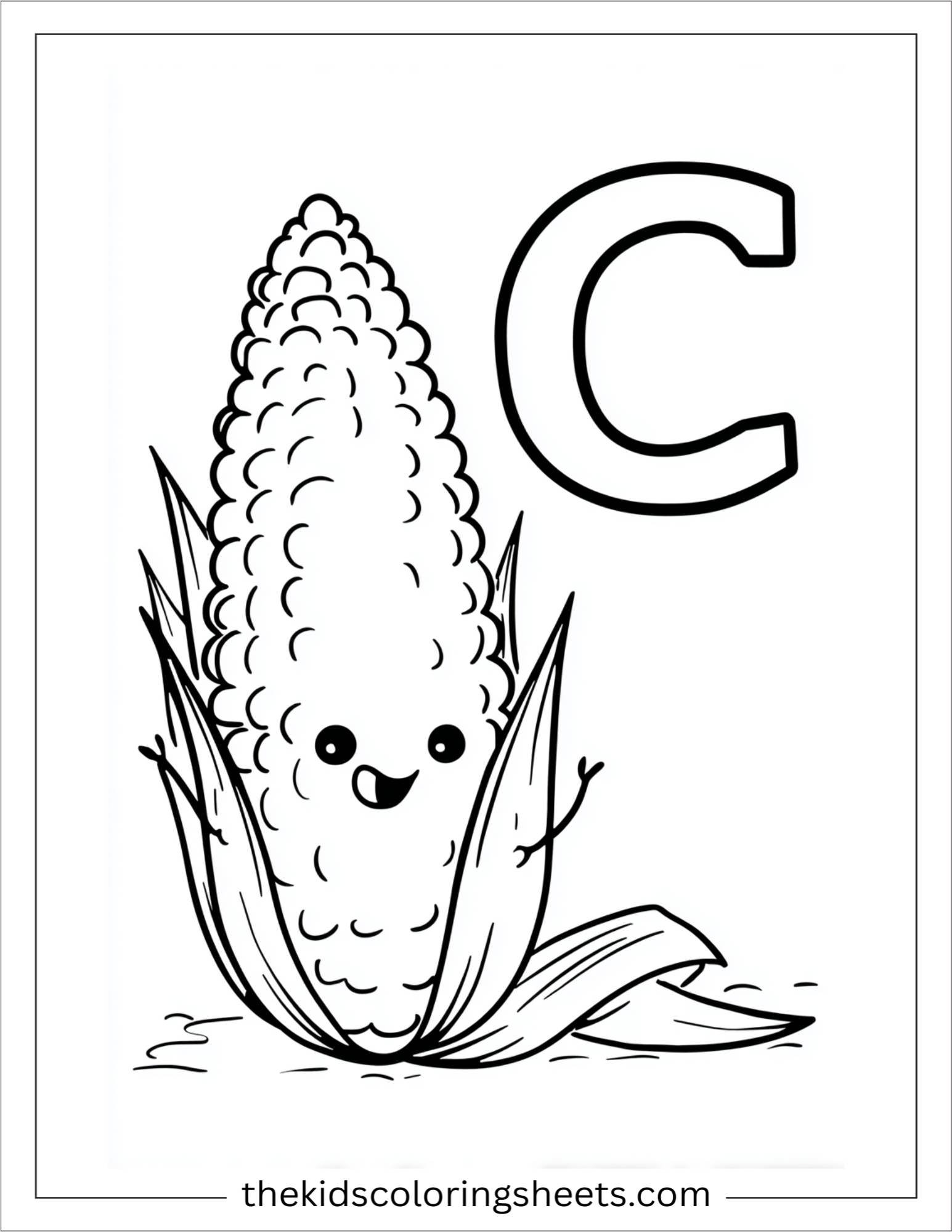 alphabet C corn coloring page