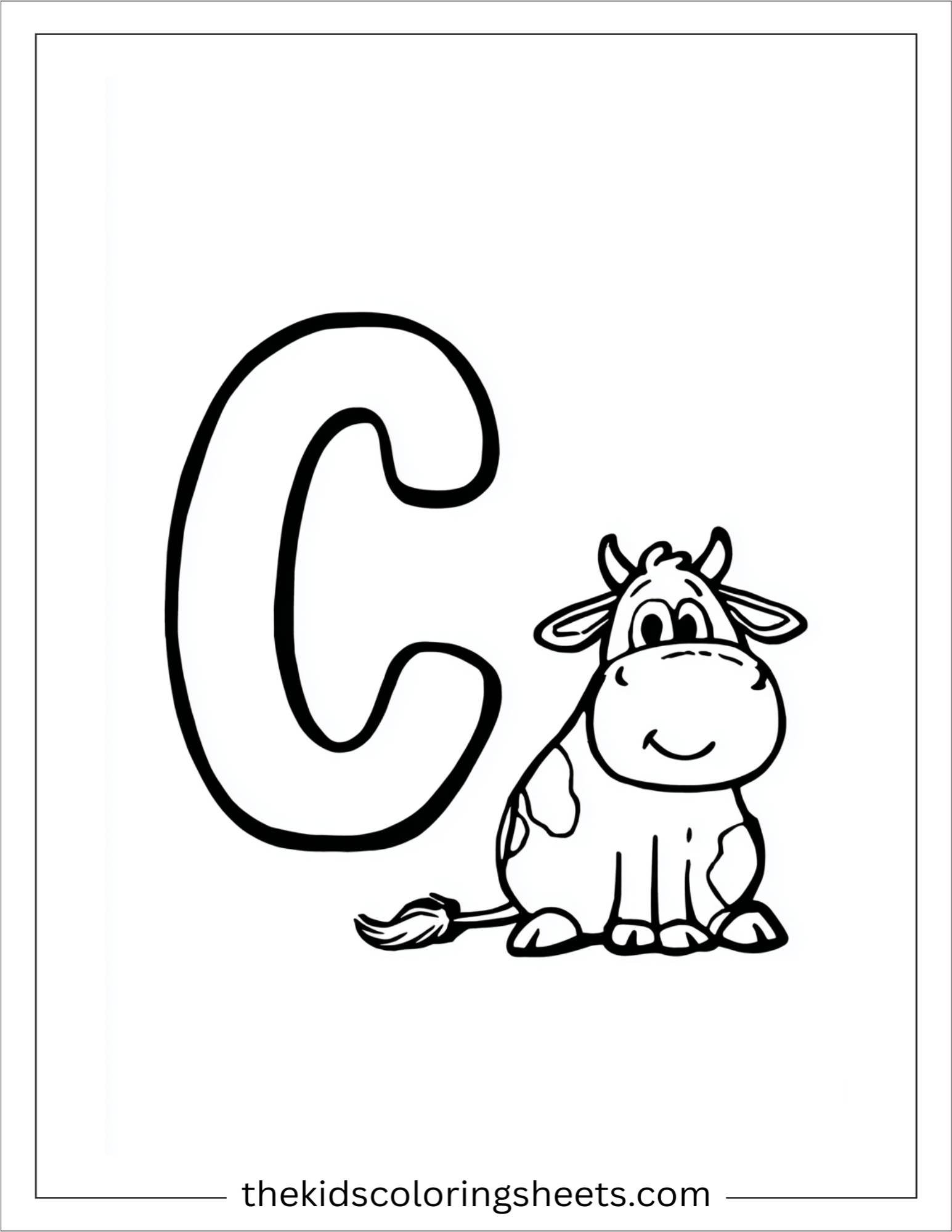 alphabet C cow coloring page