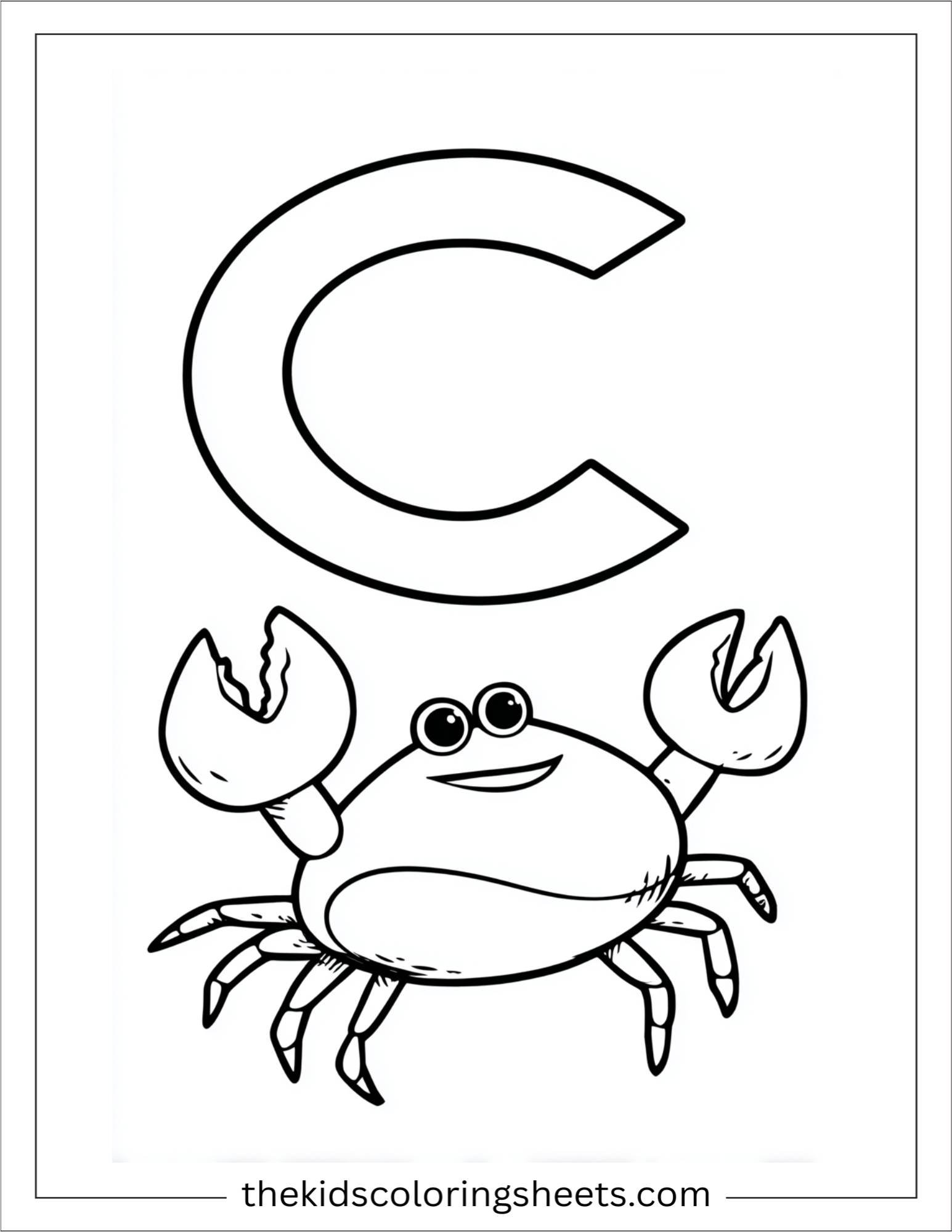 alphabet C crab coloring page