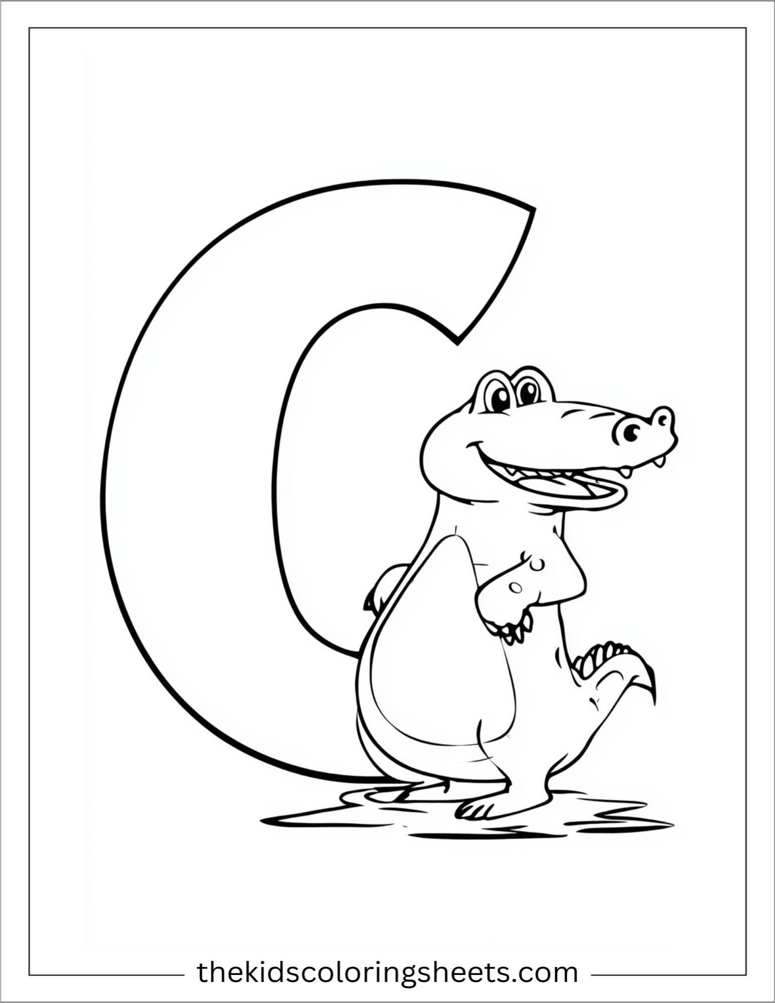 alphabet C crocodile coloring page