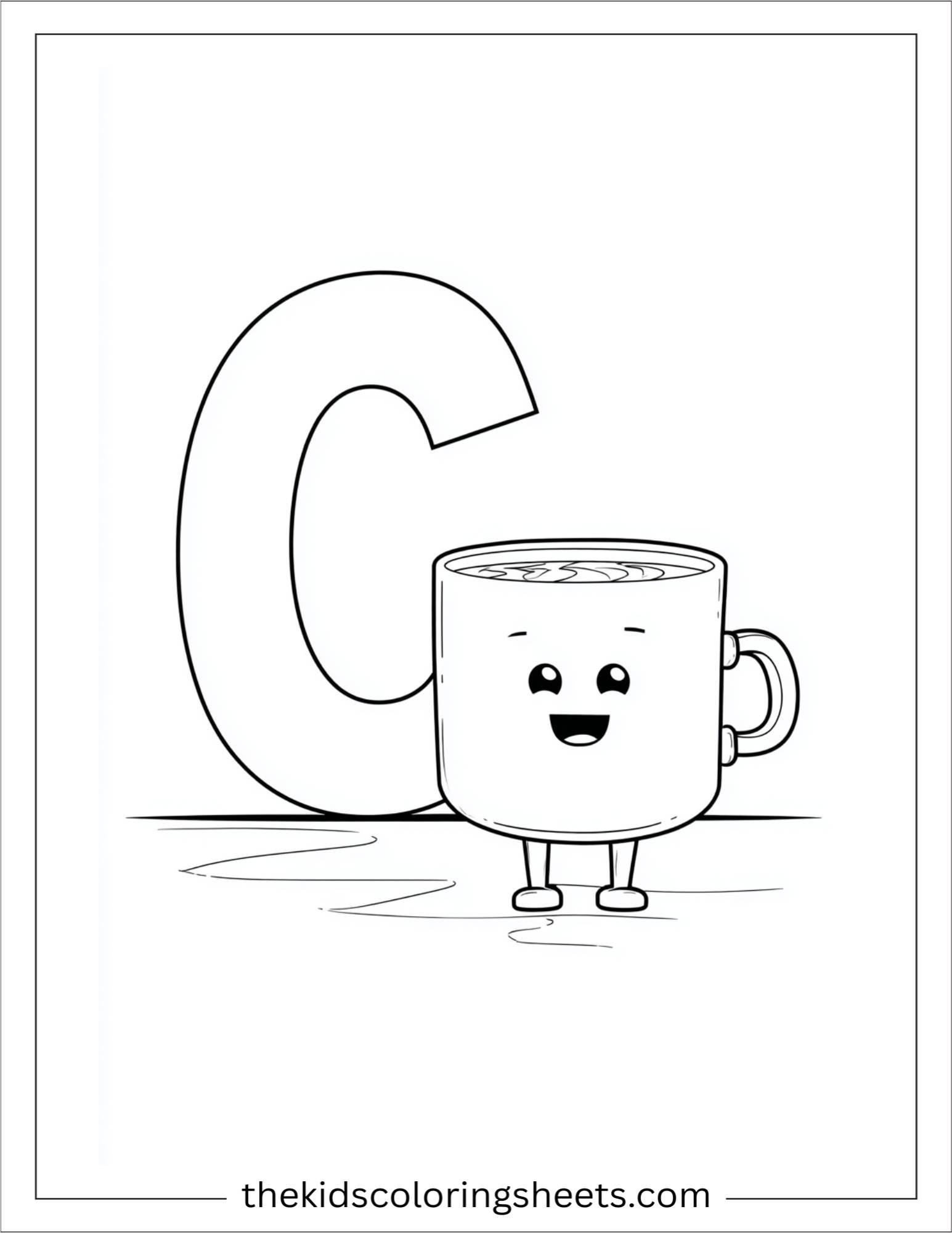 alphabet C cup coloring page