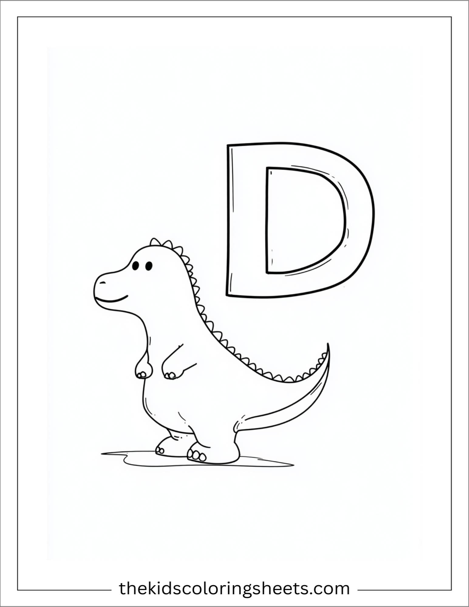 alphabet D dinosaur coloring page
