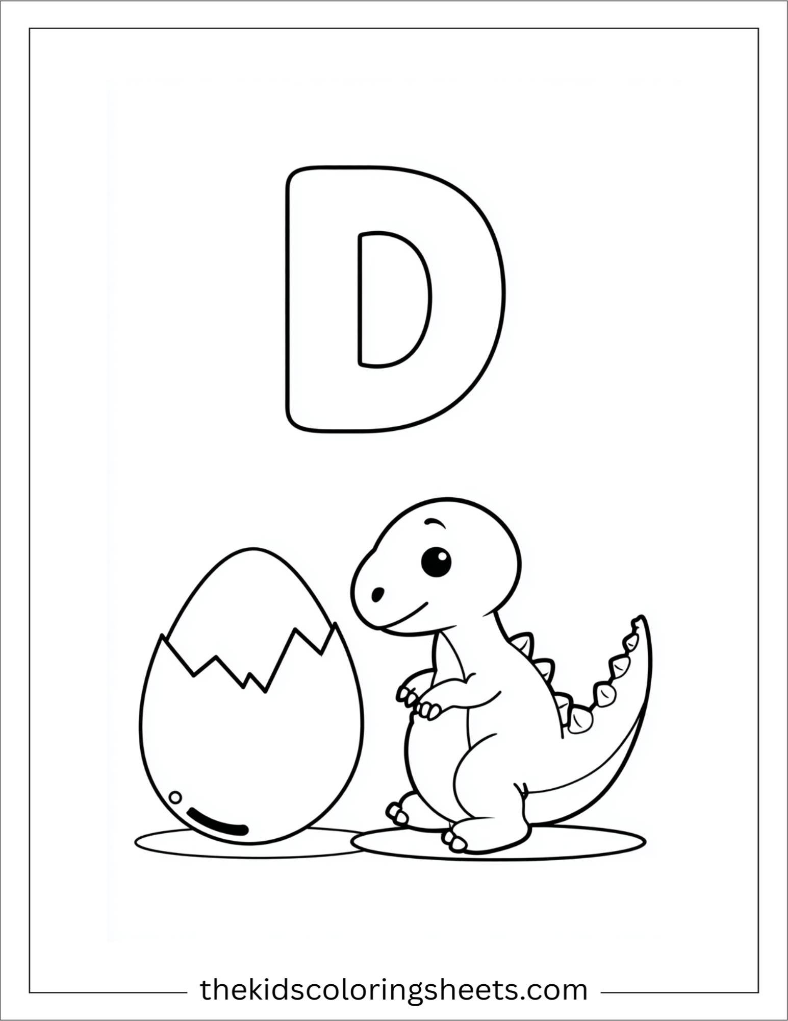 alphabet D dinosaur egg coloring page