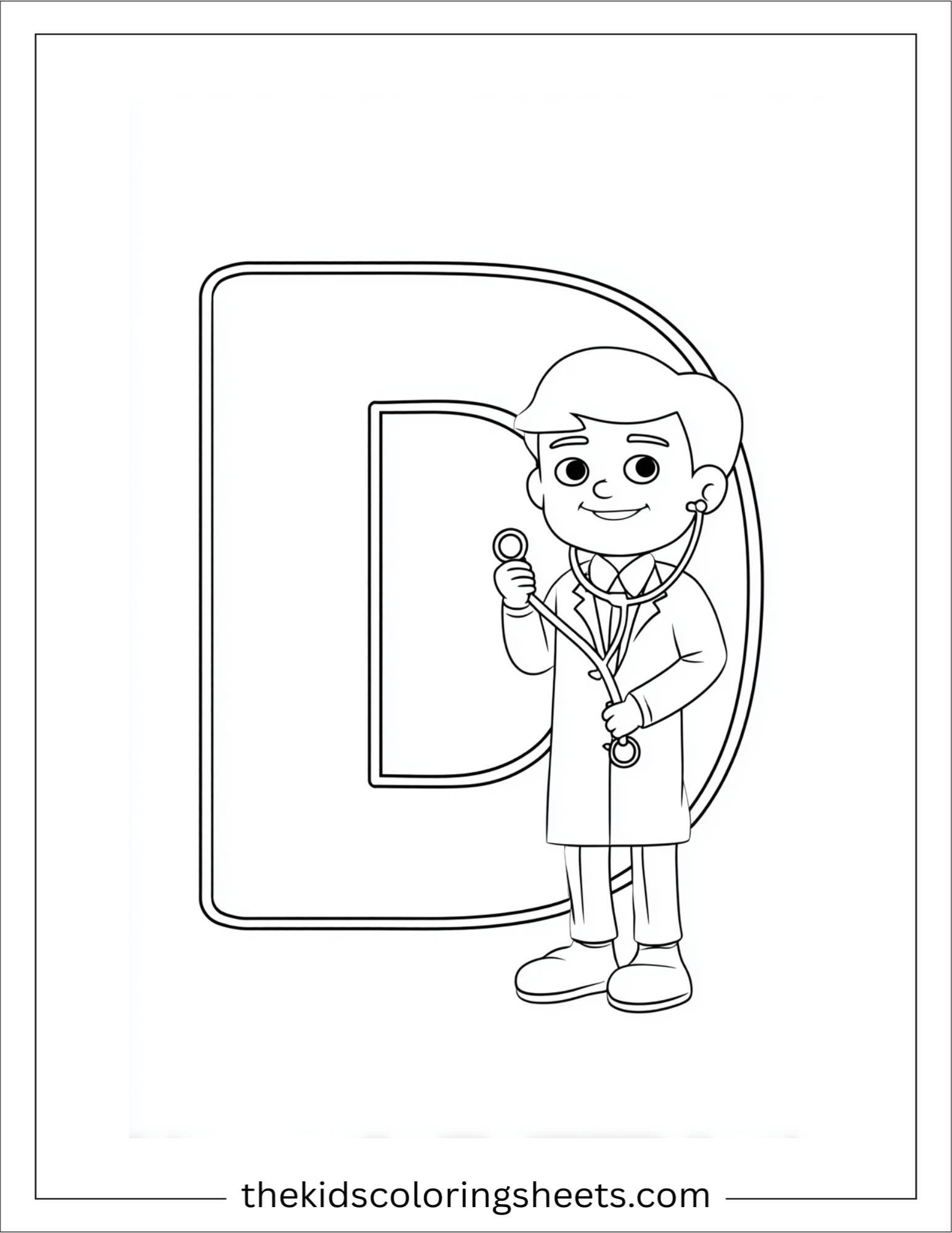 alphabet D doctor coloring page