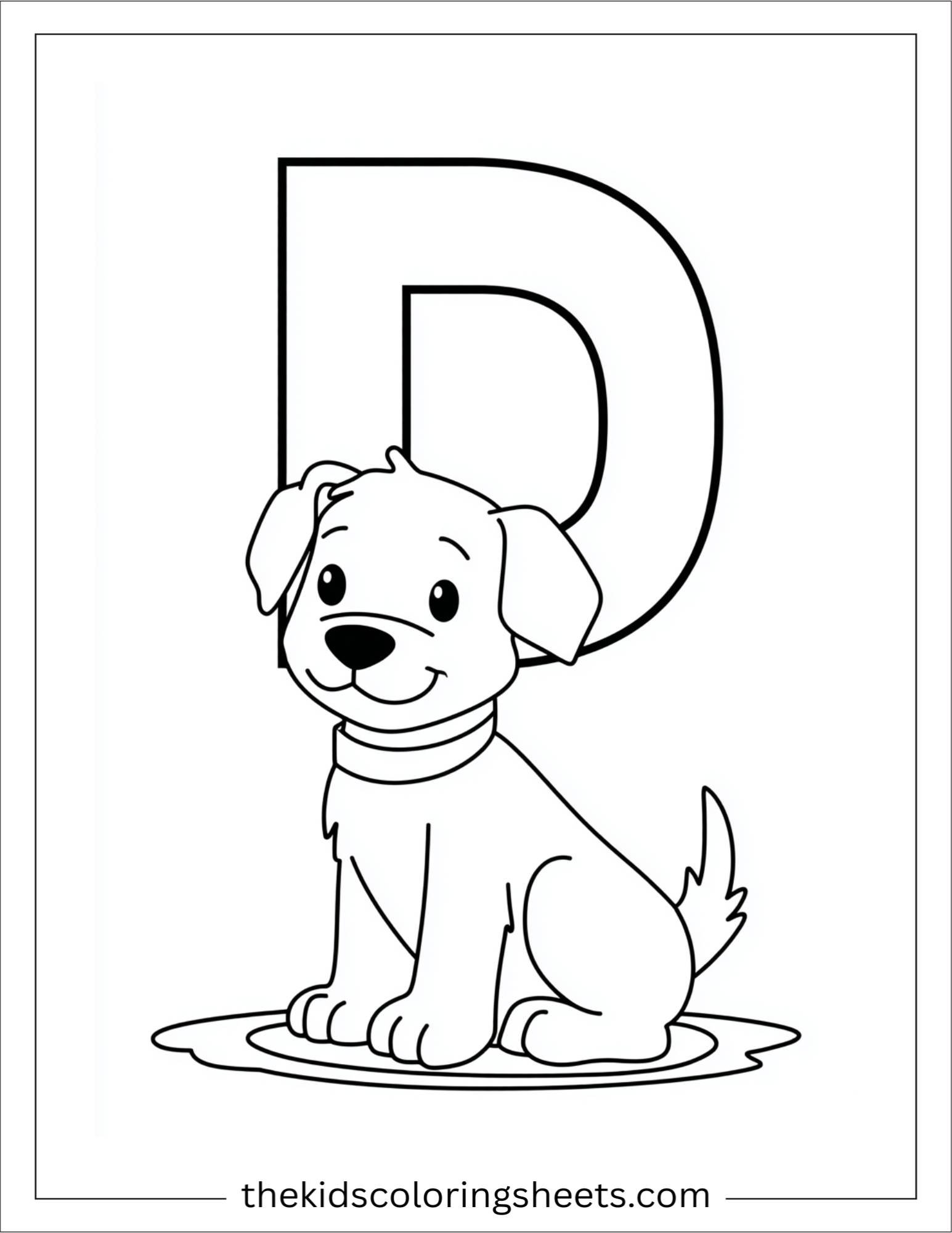 alphabet D dog coloring page