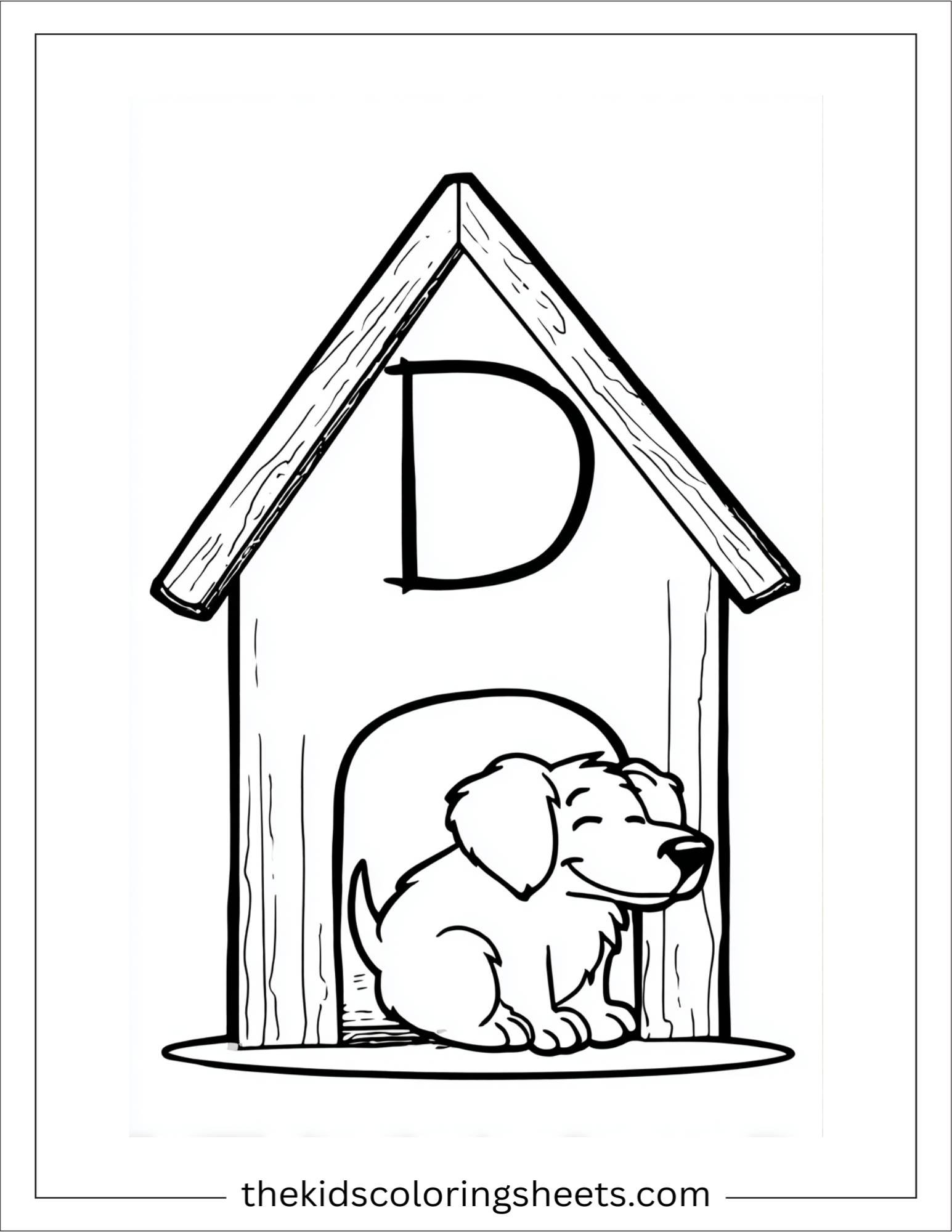 alphabet D doghouse coloring page