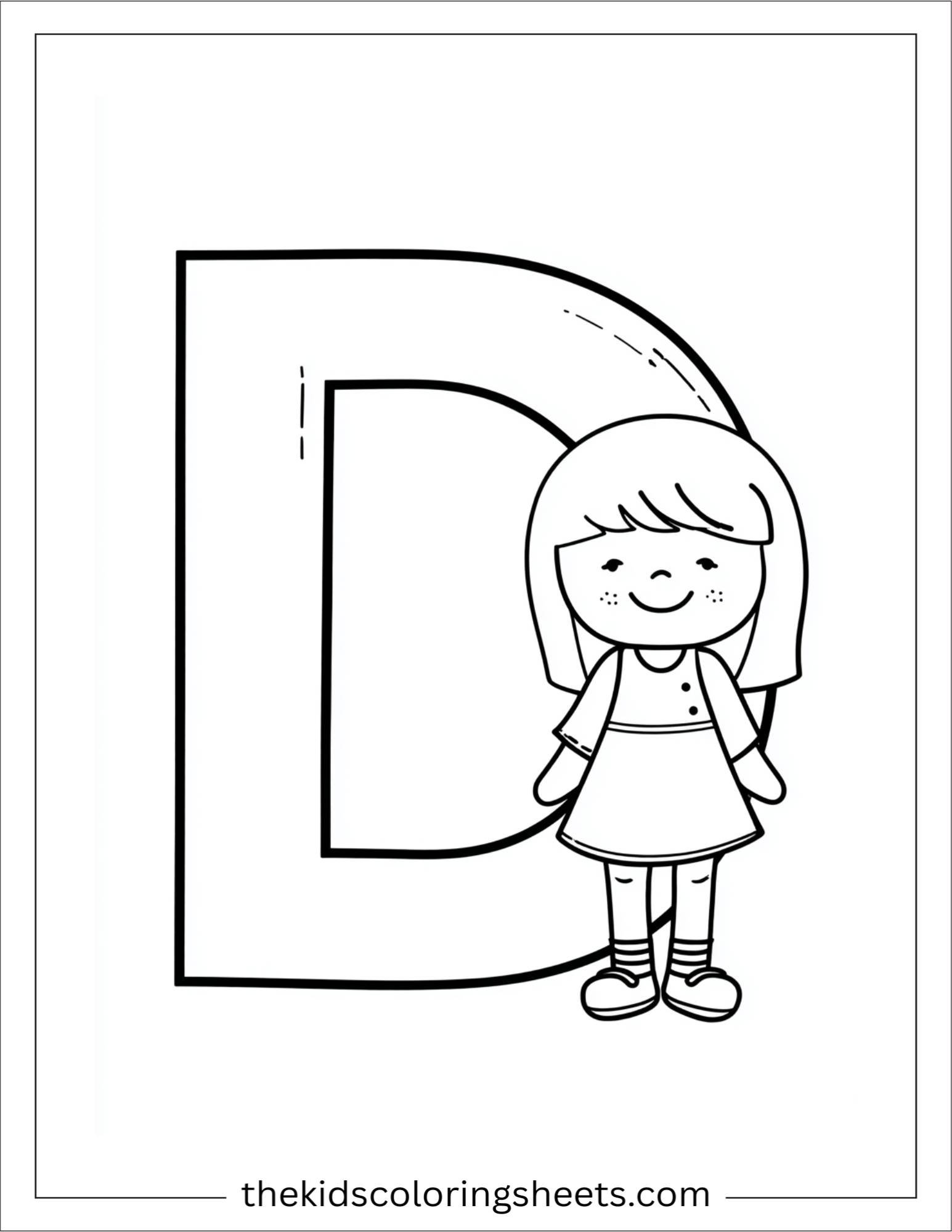 alphabet D doll coloring page