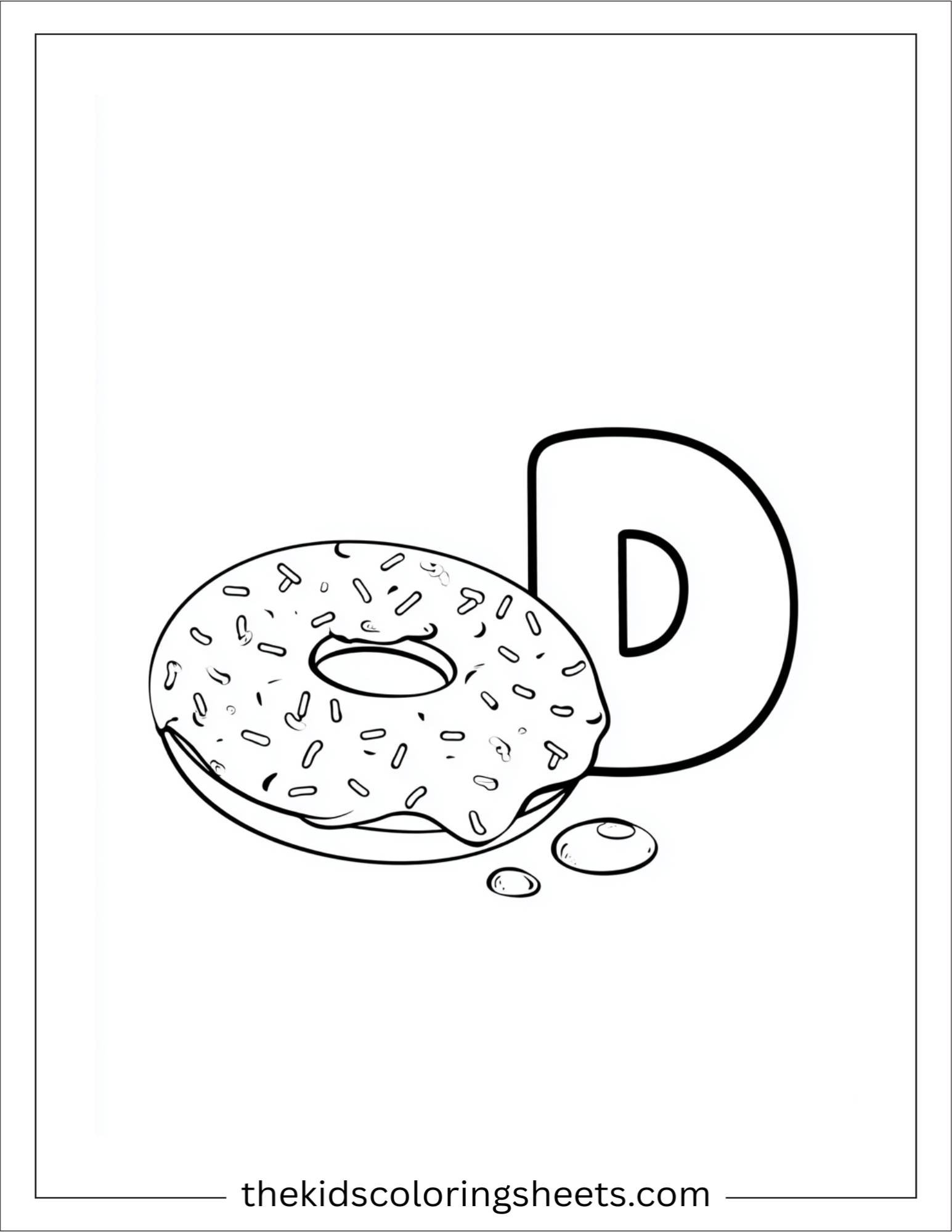 alphabet D donut sprinkles coloring page