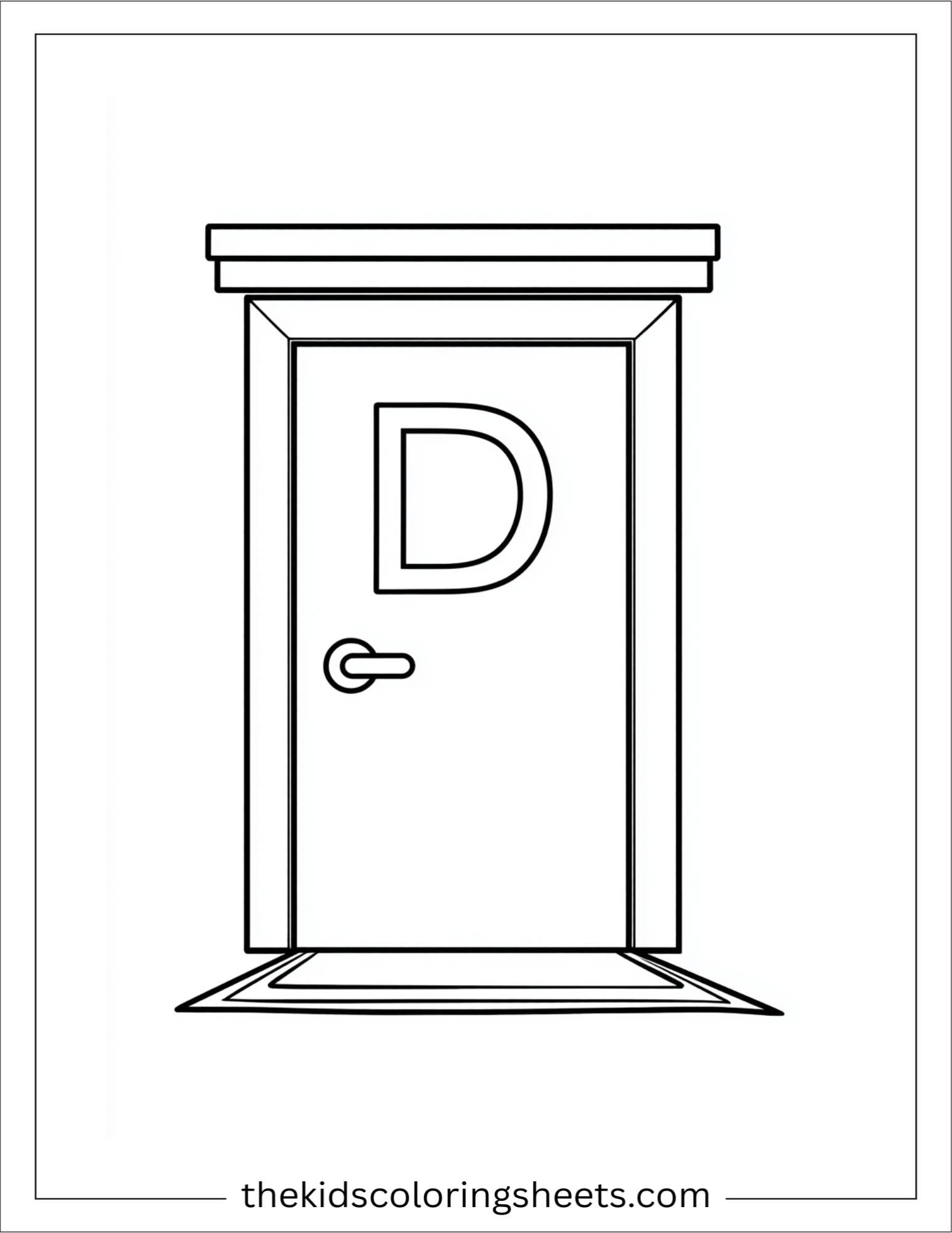 alphabet D door coloring page