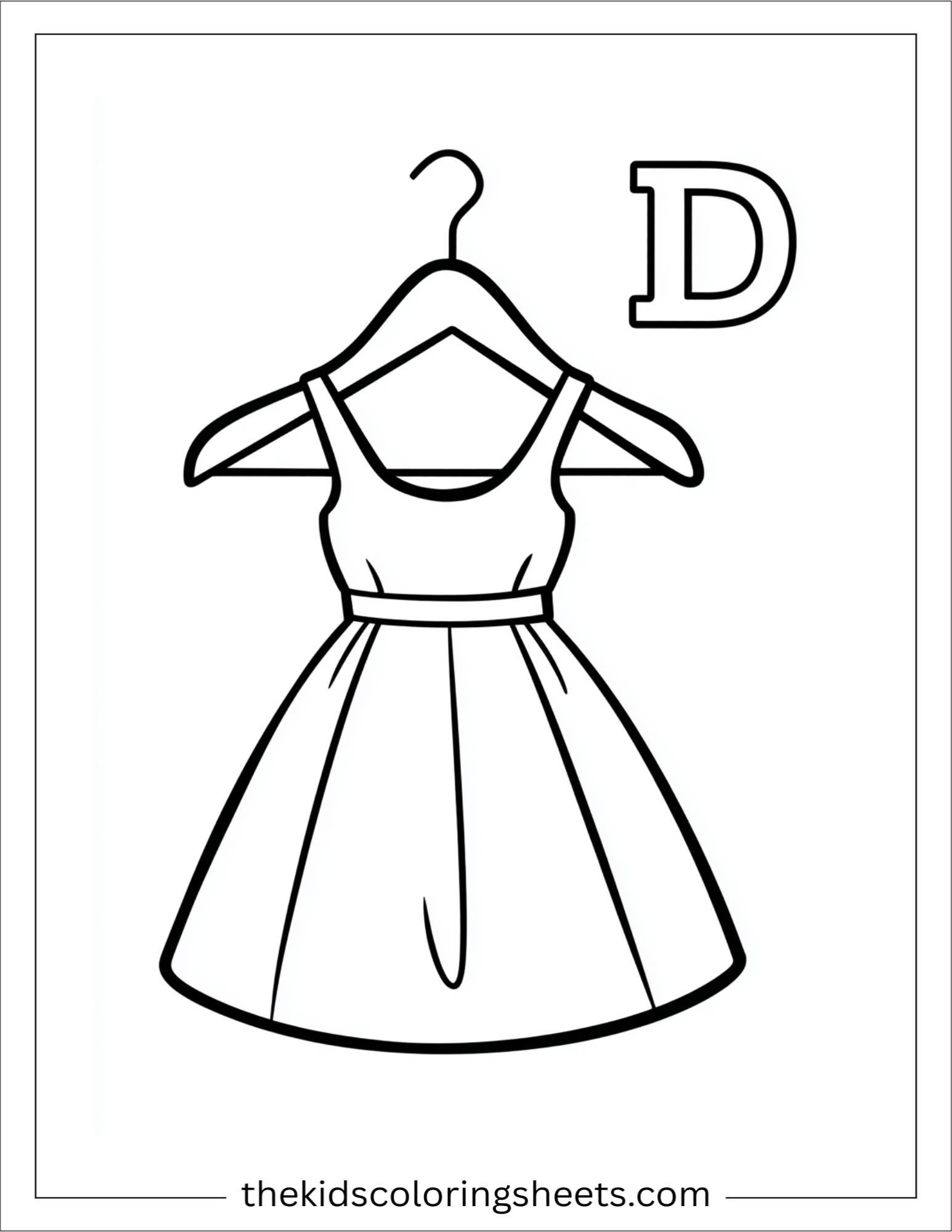 alphabet D dress coloring page