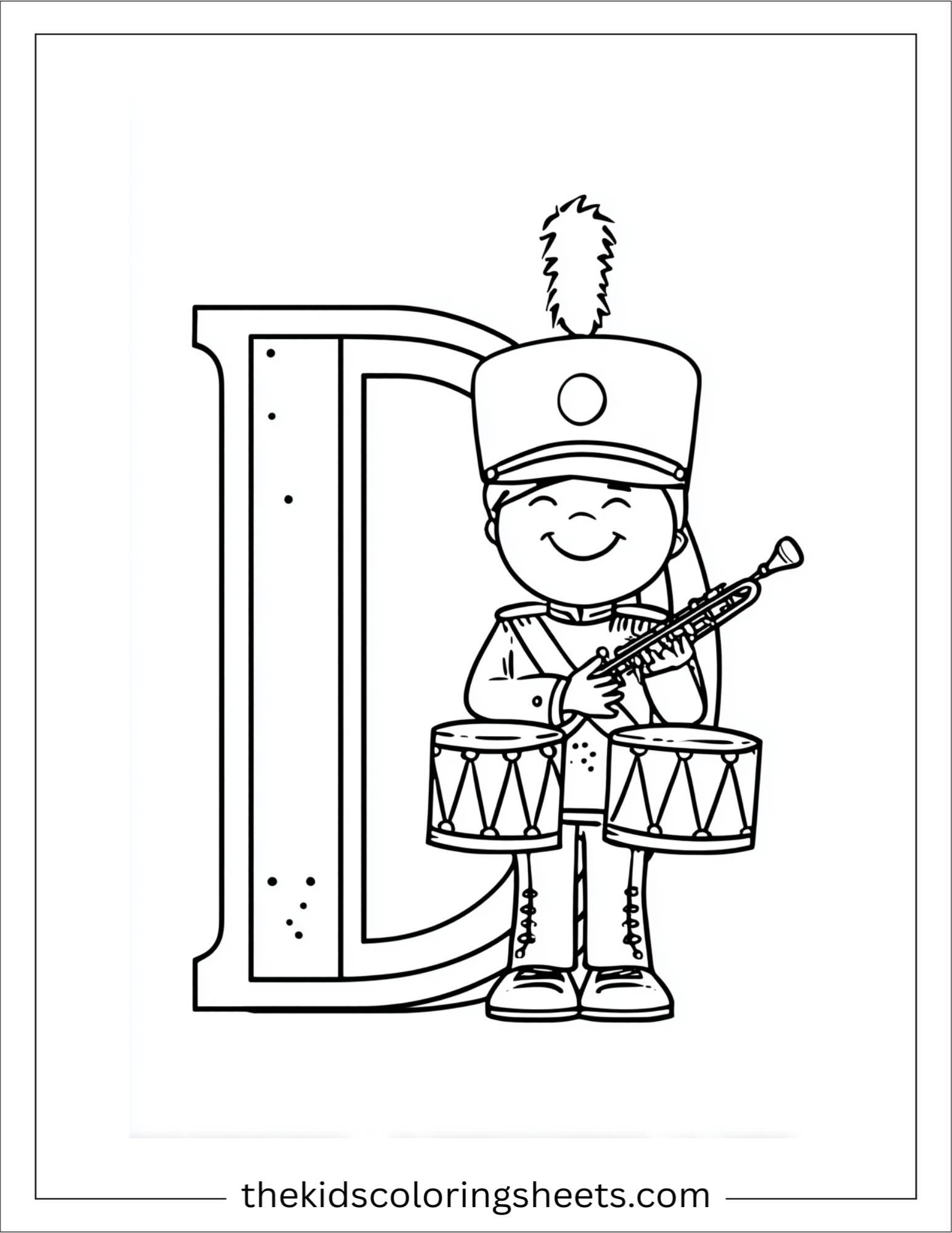 alphabet D drum band coloring page