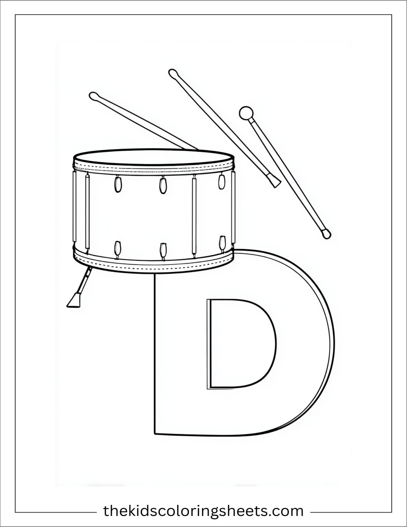 alphabet D drum coloring page