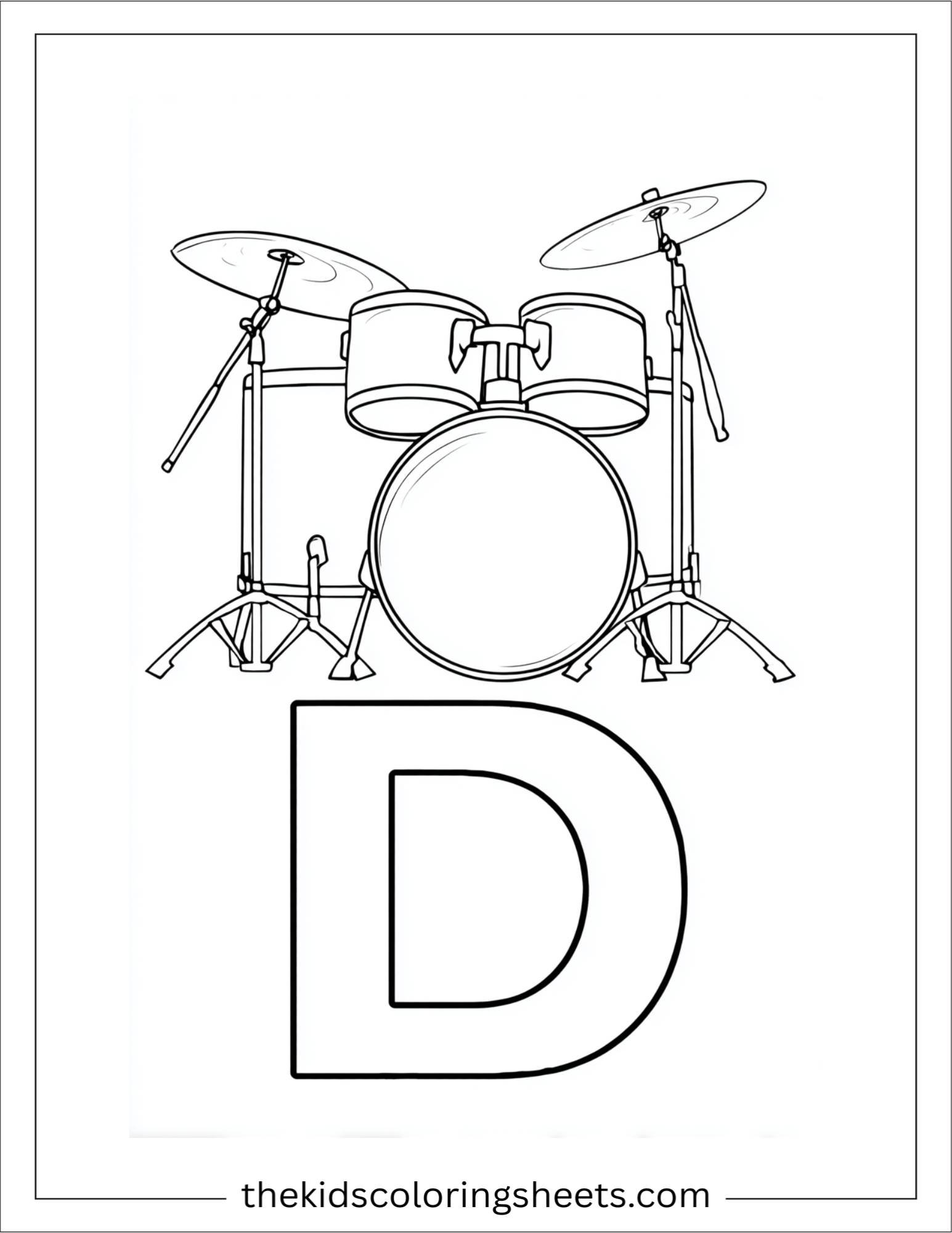 alphabet D drum set coloring page