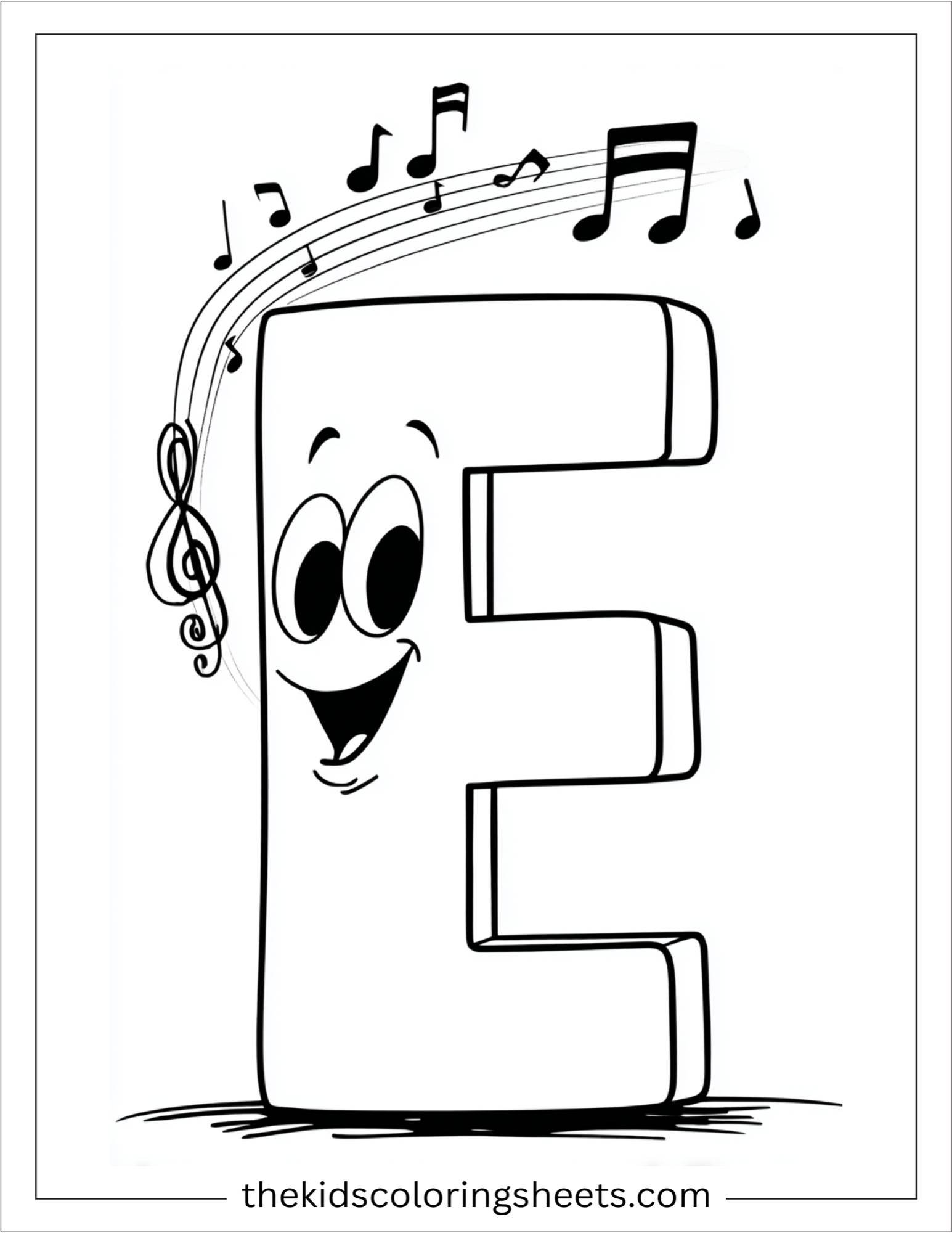 alphabet E ear coloring page