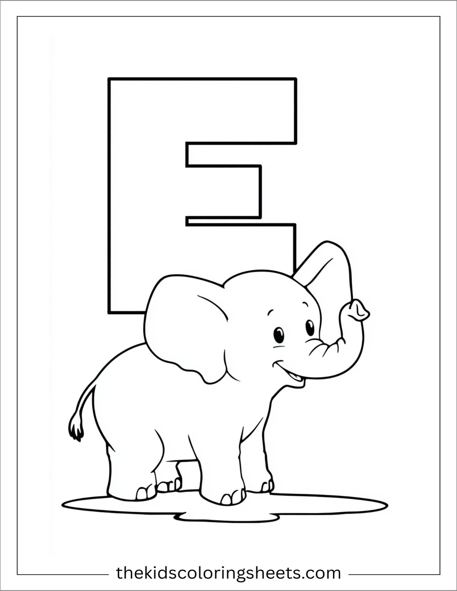 alphabet E ear elephant coloring page