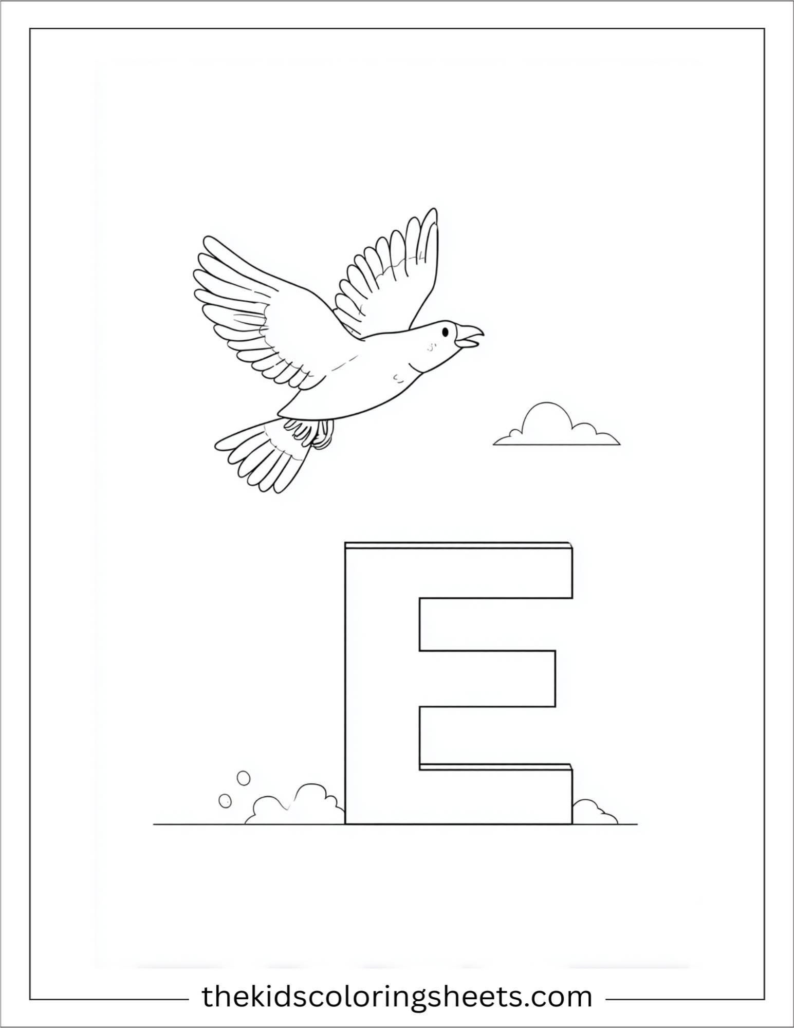 alphabet E earth coloring page