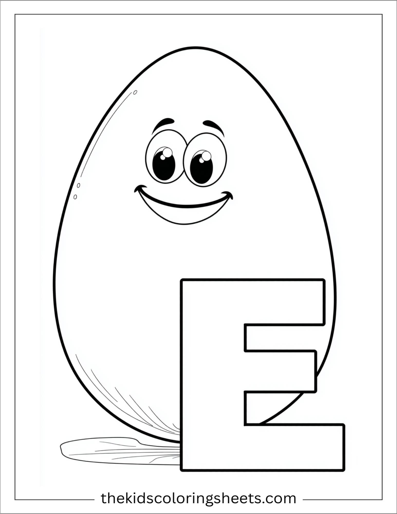 alphabet E egg coloring page