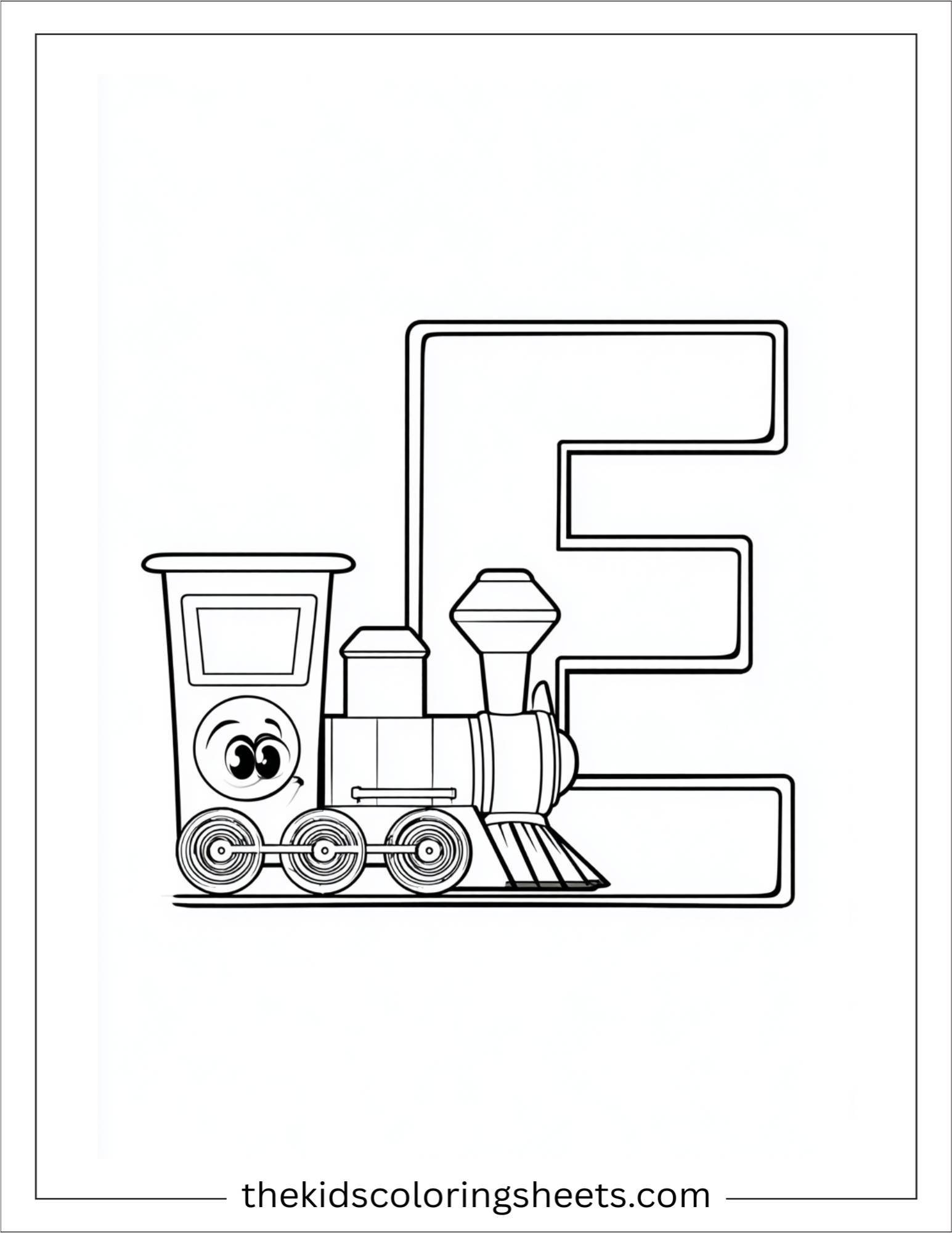 alphabet E engine coloring page