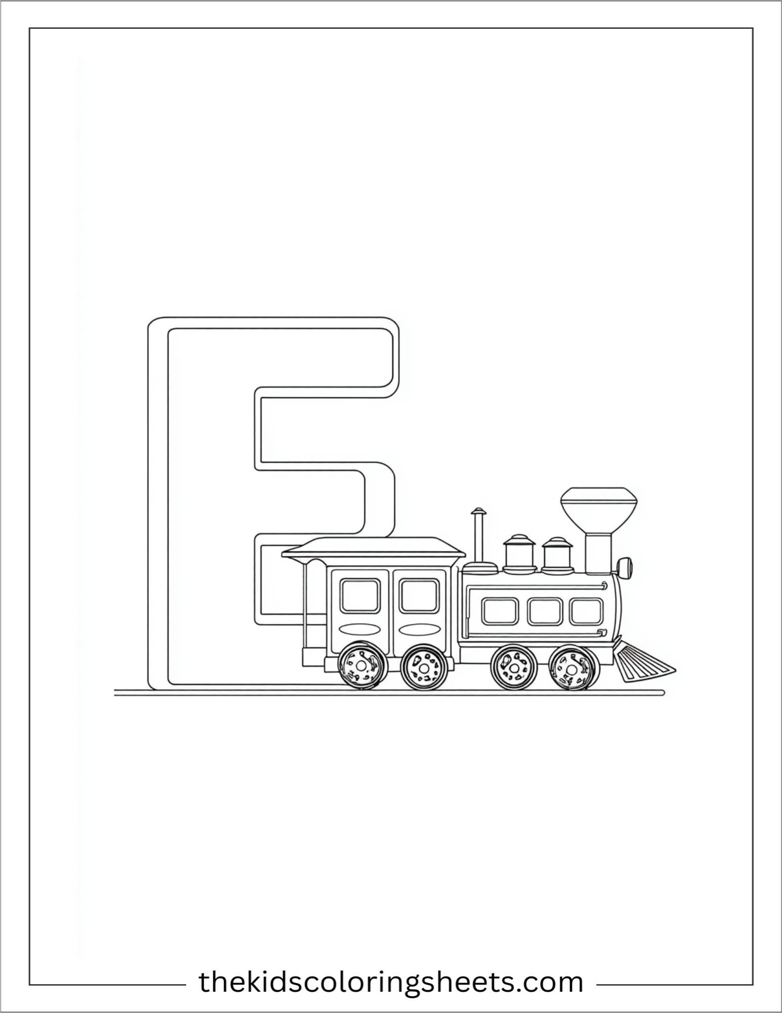 alphabet E engine train coloring page