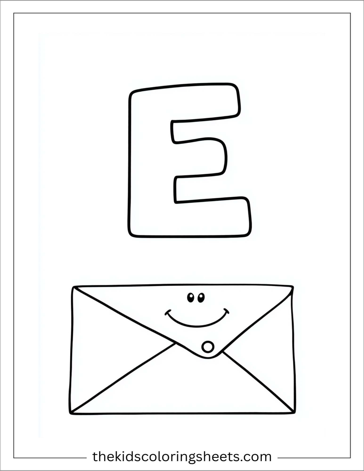 alphabet E envelope coloring page