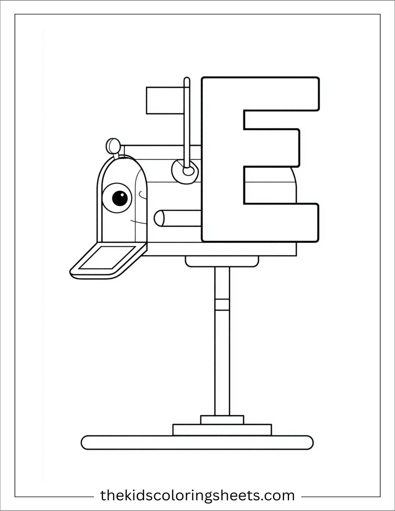 alphabet E envelope mail box coloring page