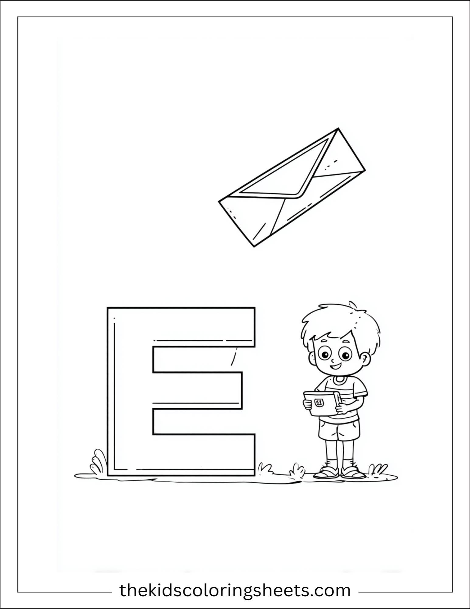 alphabet E envelope mail coloring page