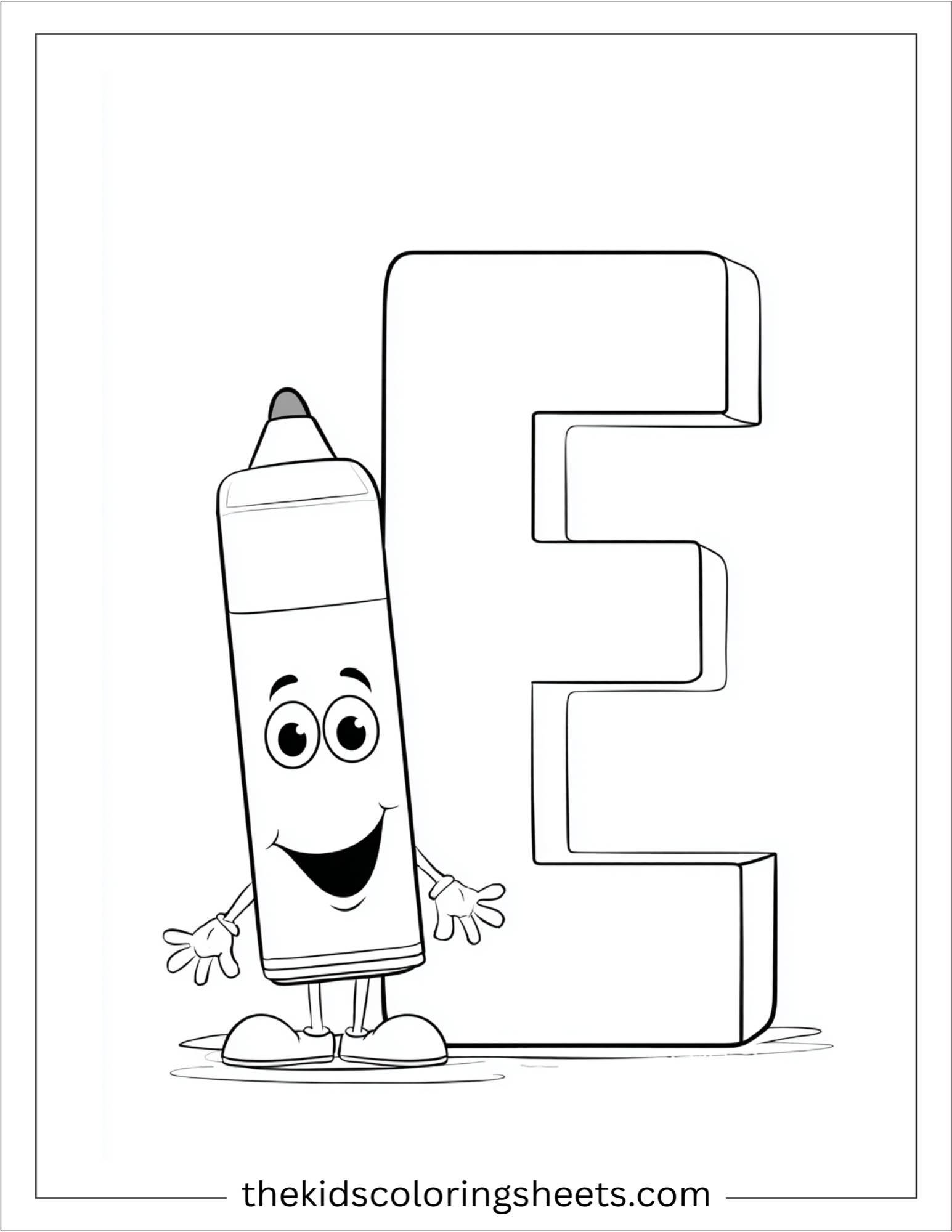 alphabet E eraser coloring page