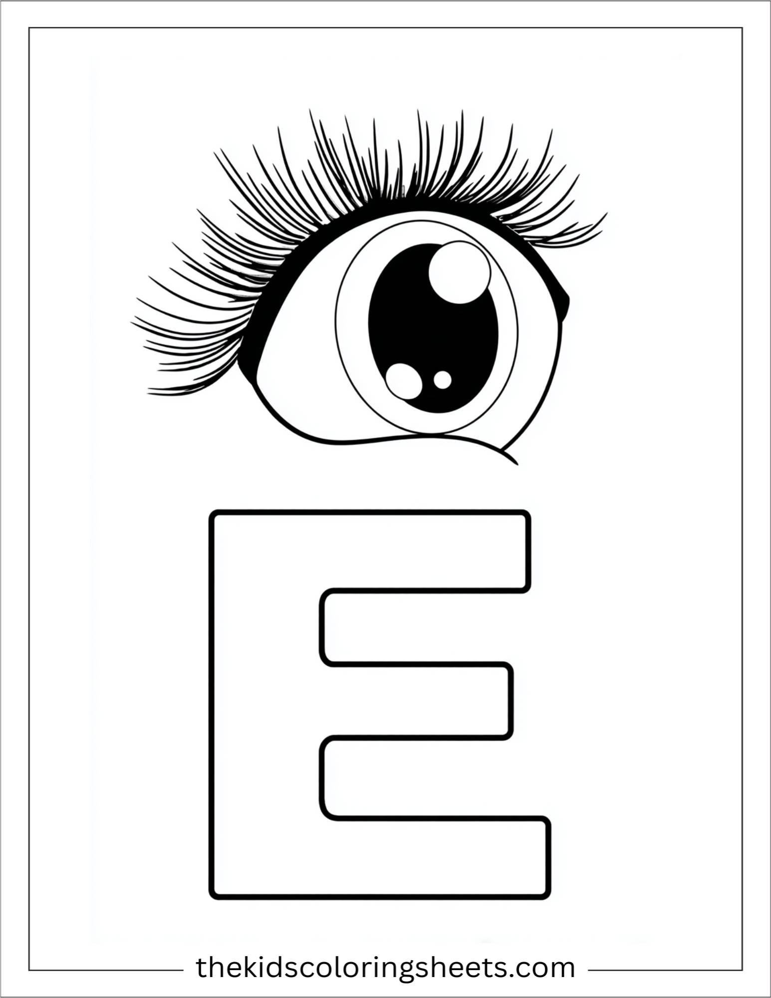alphabet E eye coloring page
