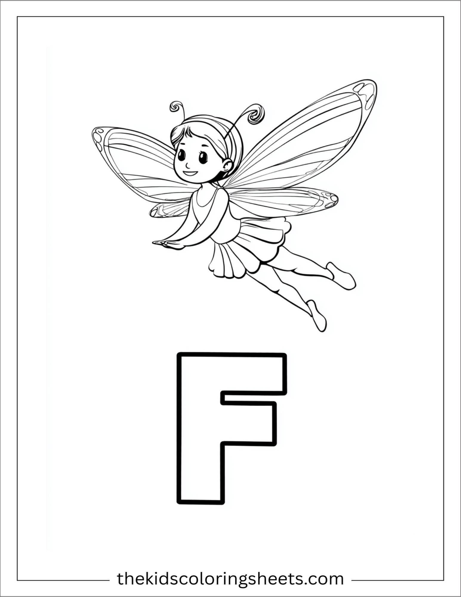 alphabet F fairy coloring page