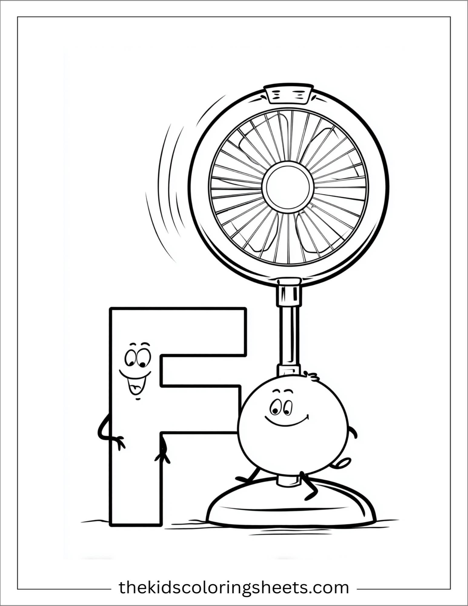 alphabet F fan coloring page