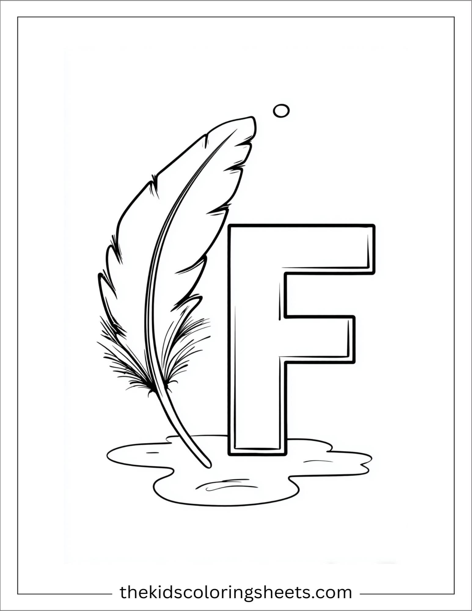alphabet F feather coloring page