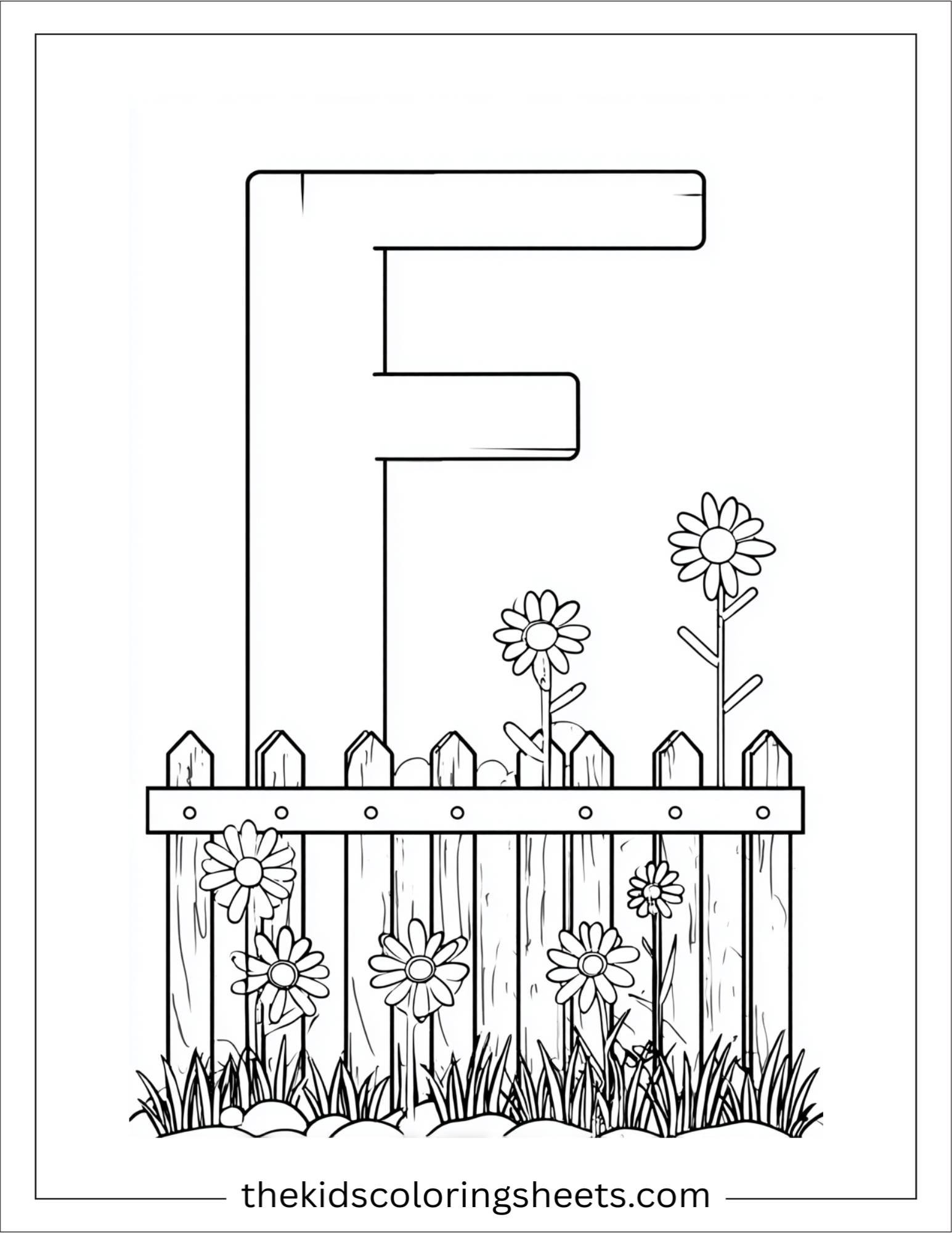 alphabet F fence coloring page