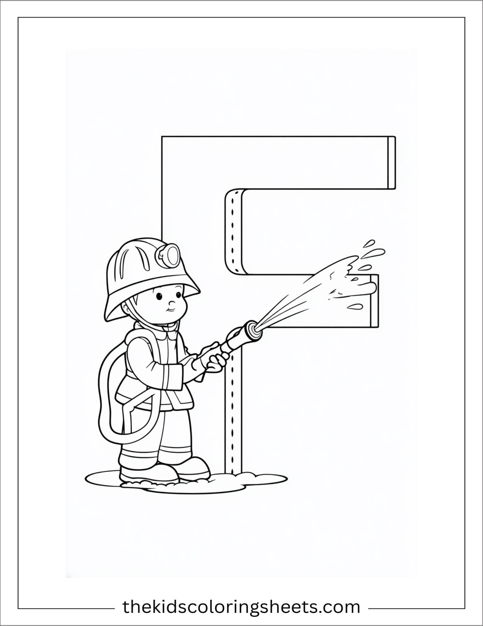 alphabet F firefighter coloring page