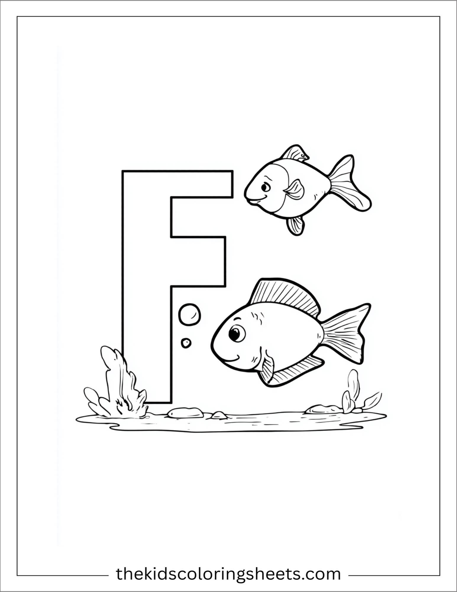 alphabet F fish coloring page
