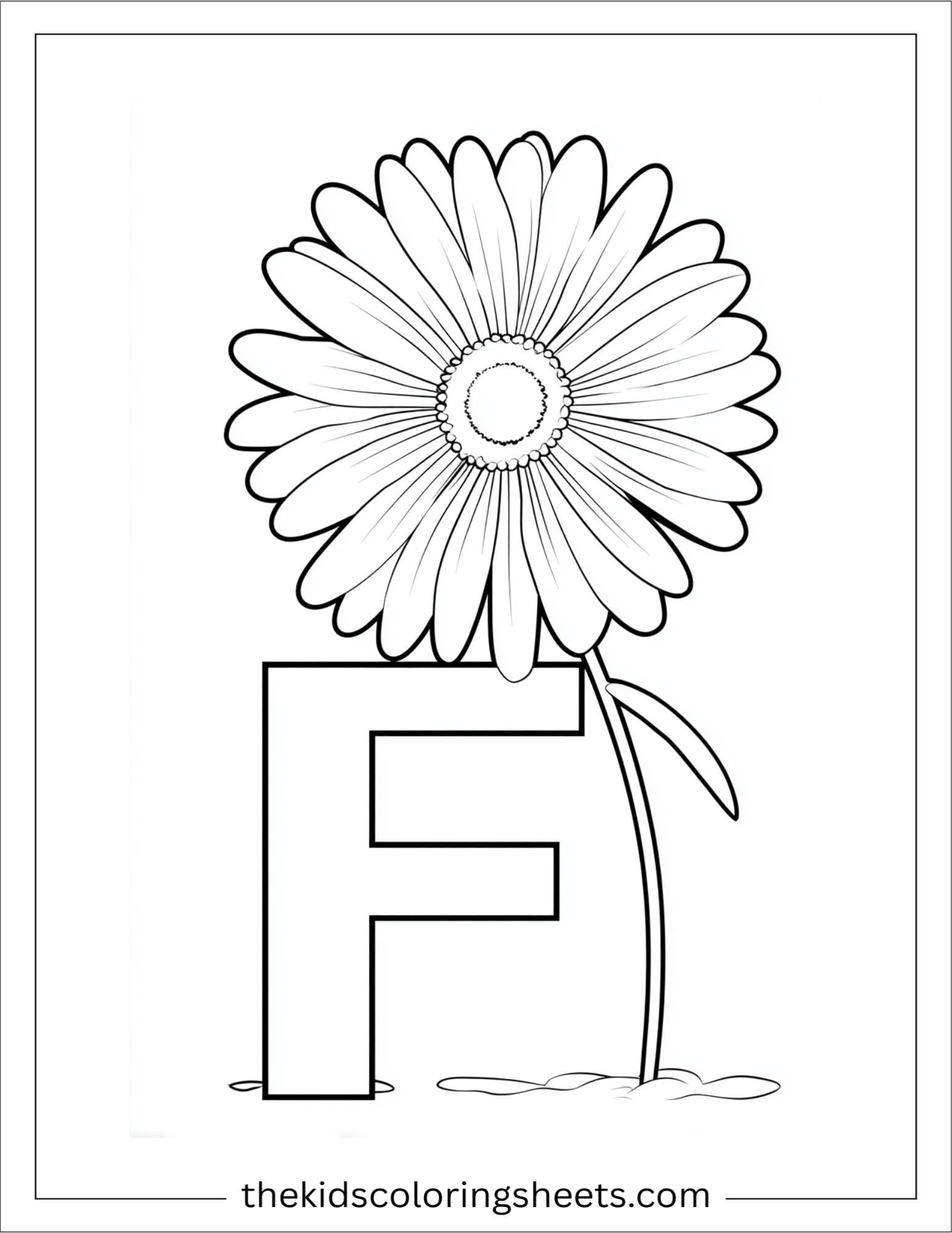 alphabet F flower coloring page